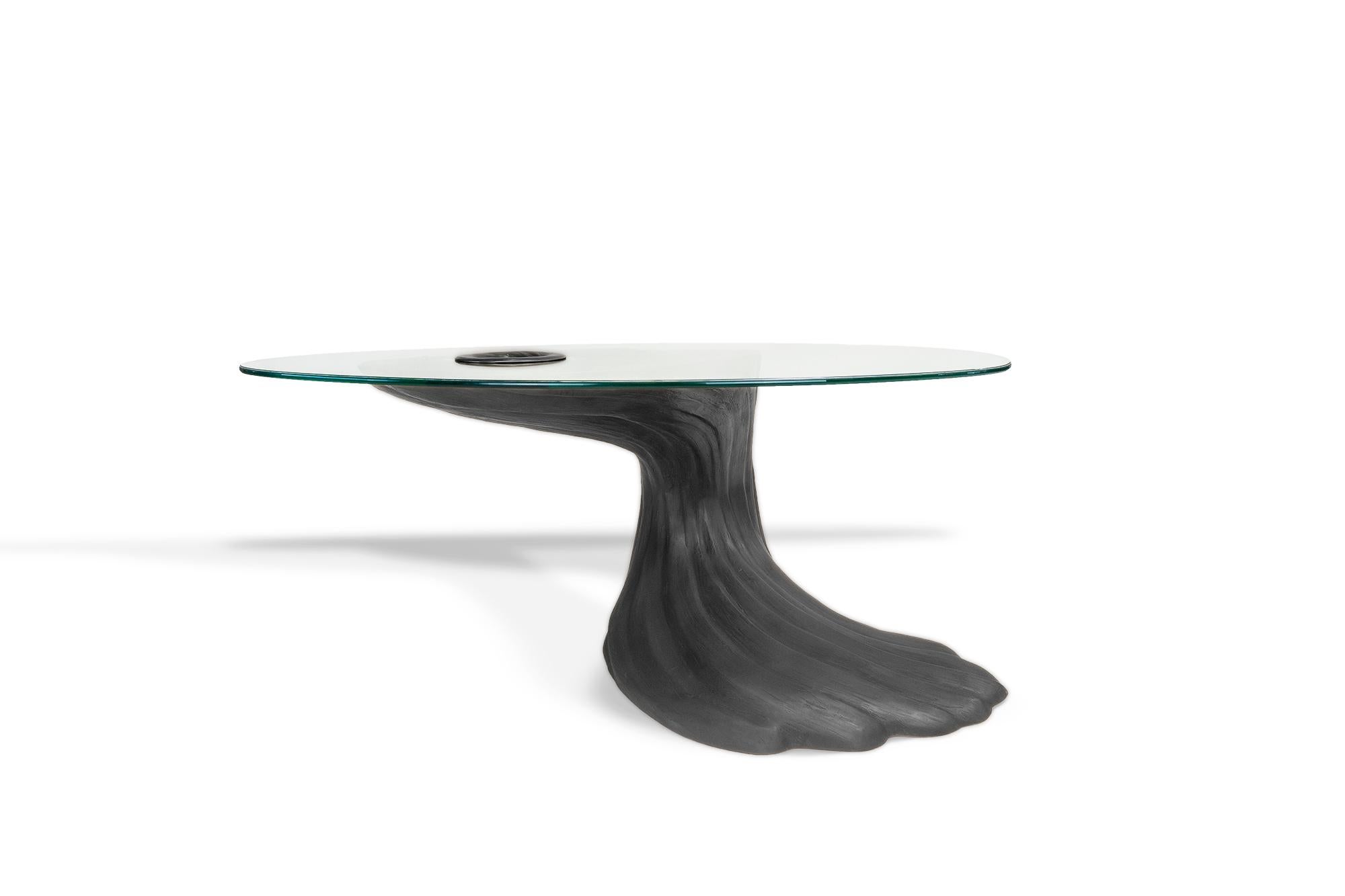 Américain Table basse Wave en bronze et verre, édition limitée, patine noire en vente