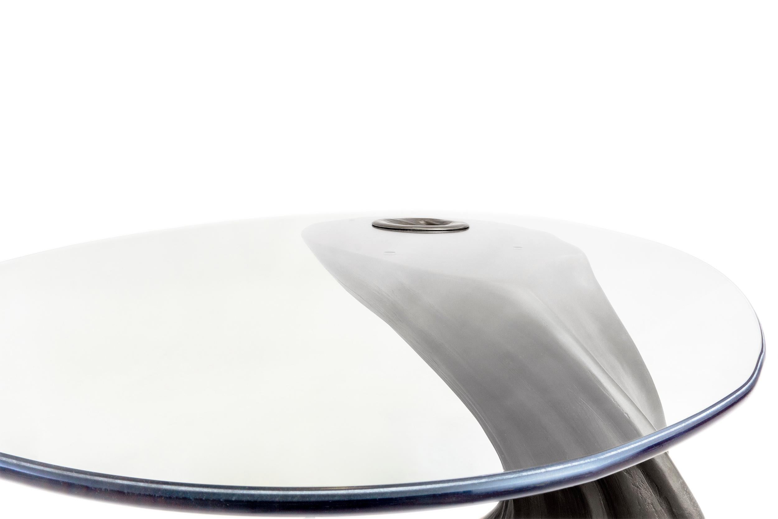 XXIe siècle et contemporain Table basse Wave en bronze et verre, édition limitée, patine noire en vente