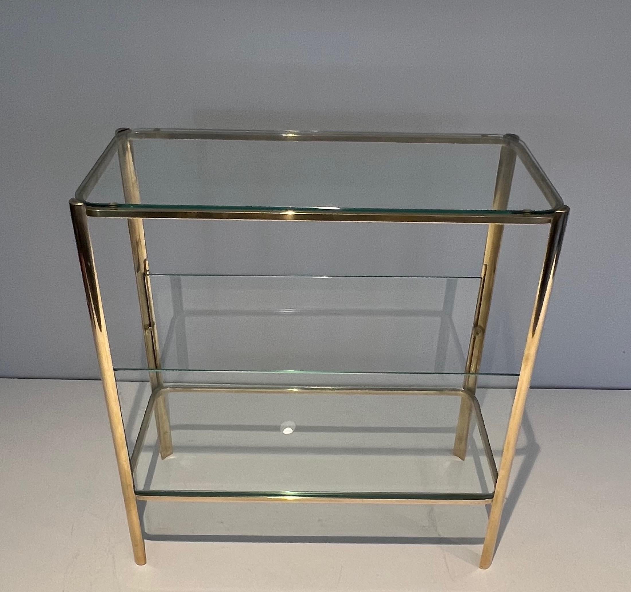Mid-Century Modern Bronze and Glass Magazine Rack Signed J T Lepelletier & Stamped Broncz For Sale