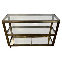 Bronze and Glass Mid Century Tiered Italian Bar Cart