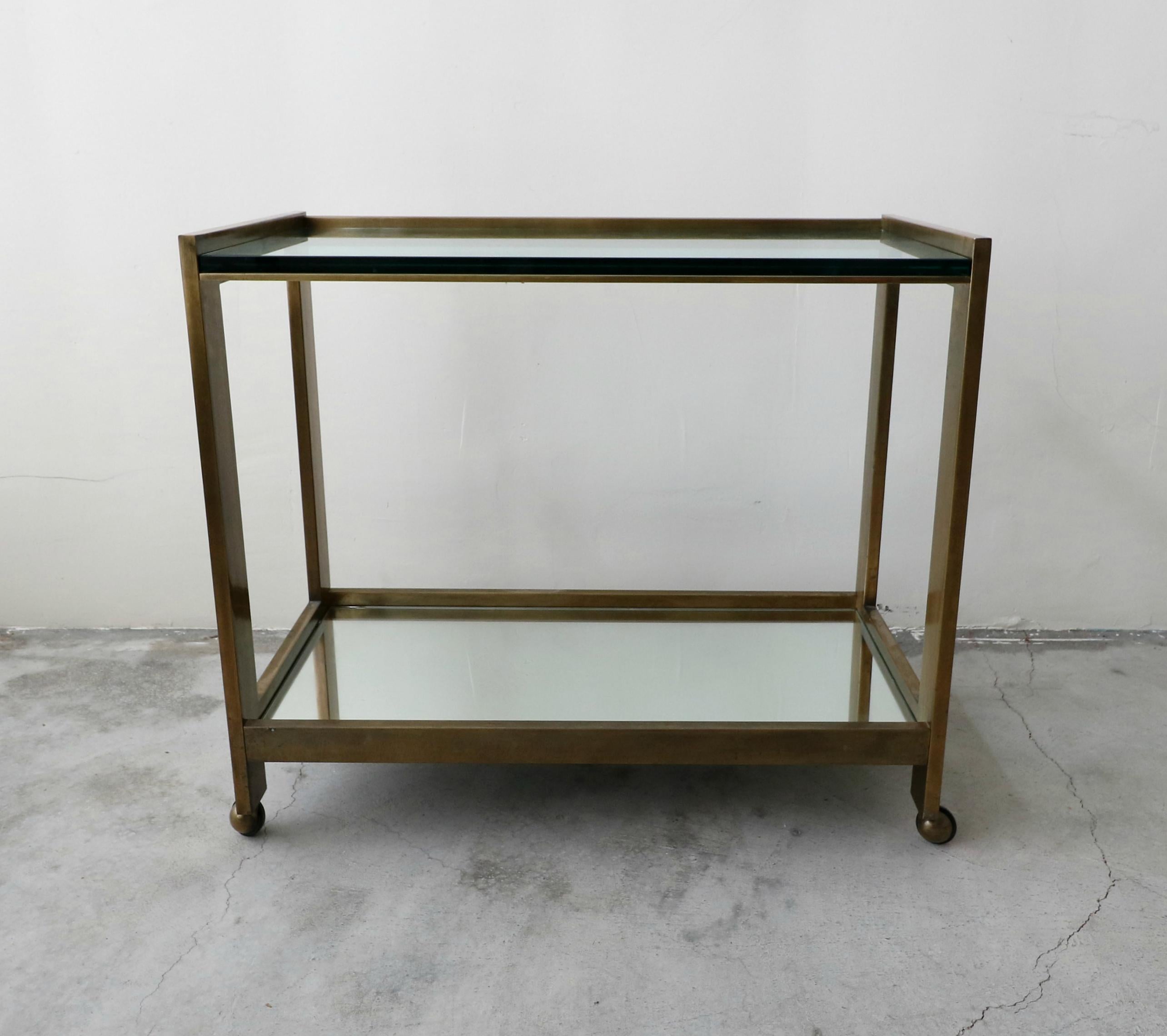 Mid-Century Modern Bronze and Glass Midcentury Italian Bar Cart
