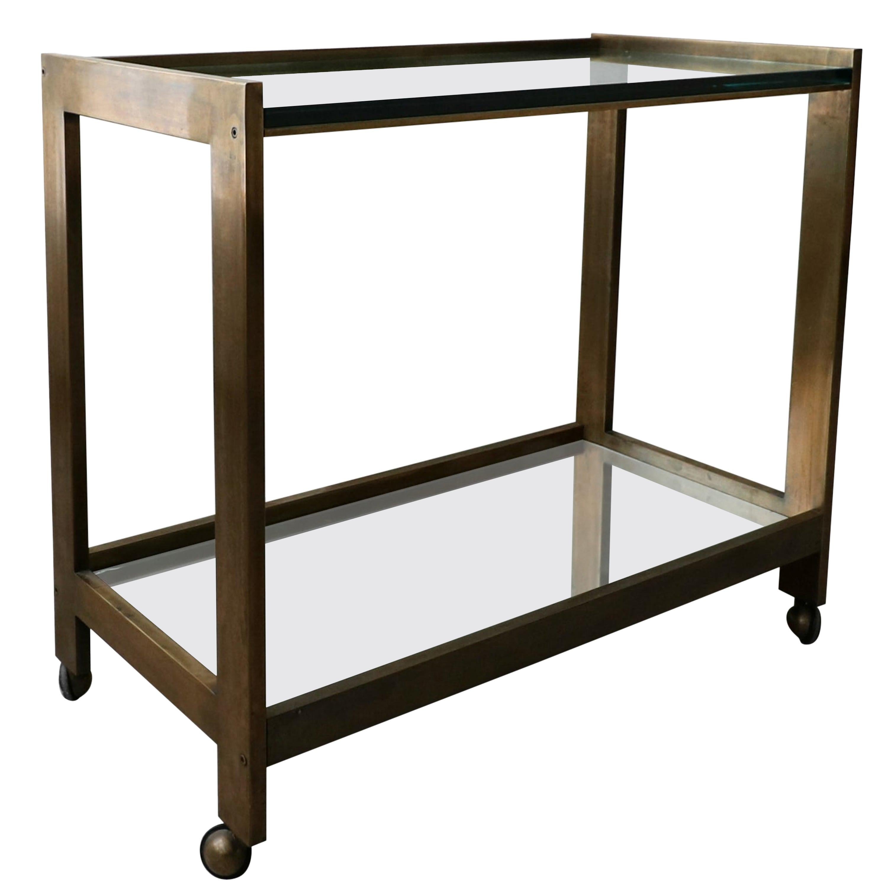 Bronze and Glass Midcentury Italian Bar Cart