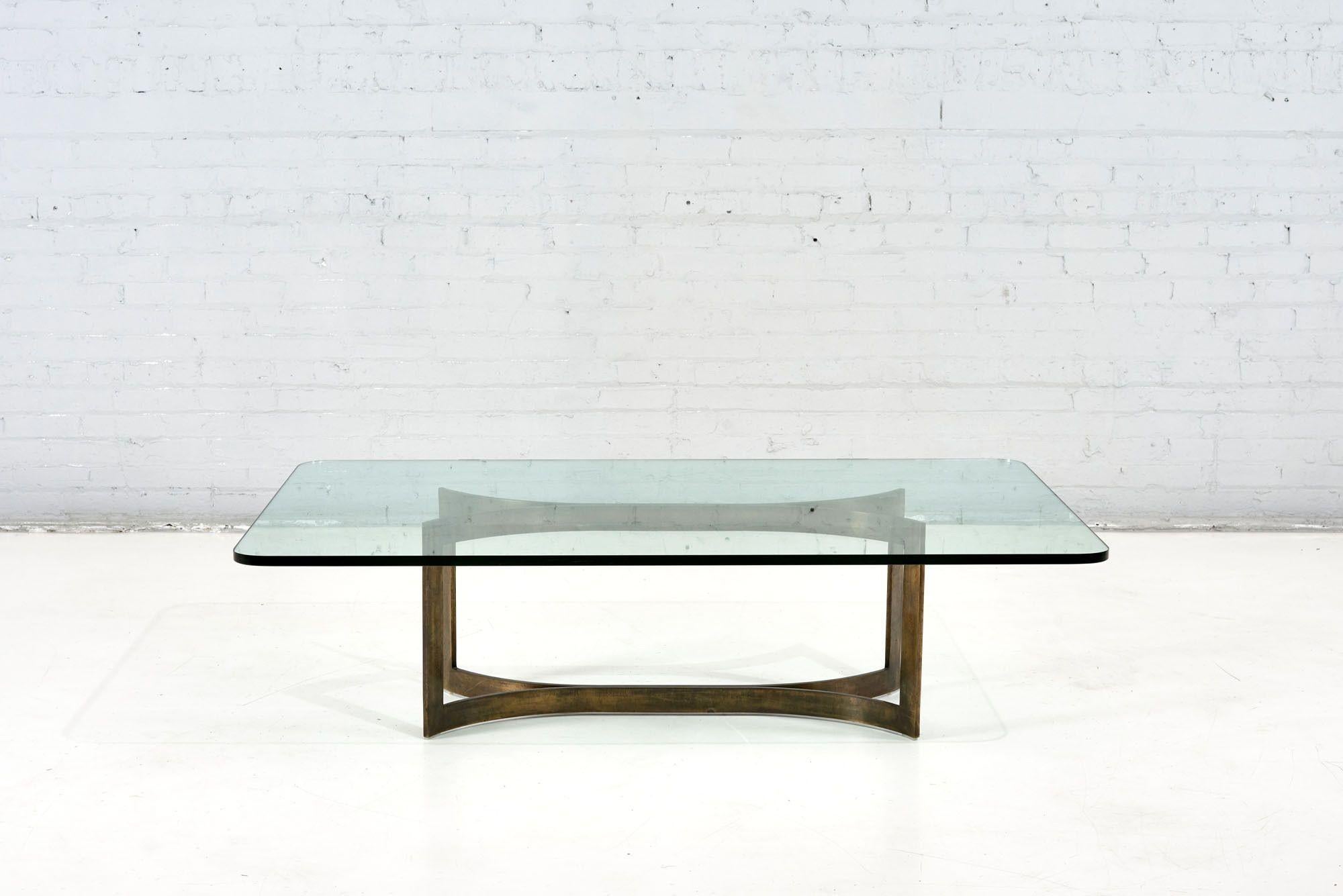 Bronze and glass sculptural coffee table, 1960. In the style of Pace. Original.