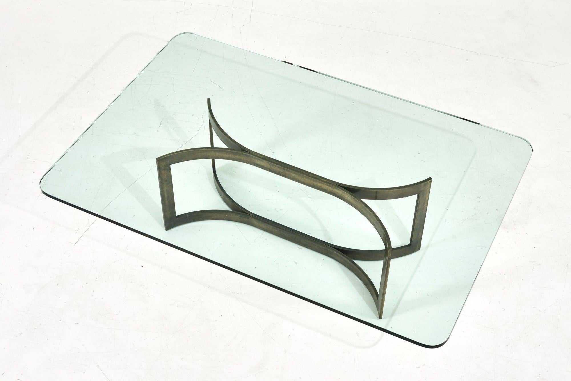 American Bronze and Glass Sculptural Coffee Table, Style of Pace 1960