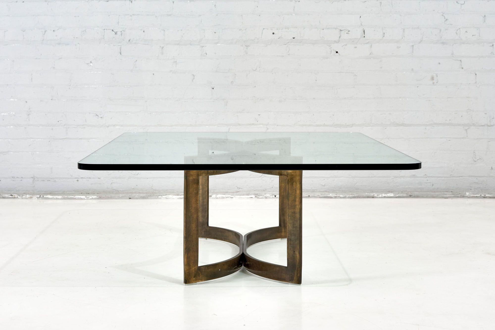 Bronze and Glass Sculptural Coffee Table, Style of Pace 1960 In Good Condition In Chicago, IL