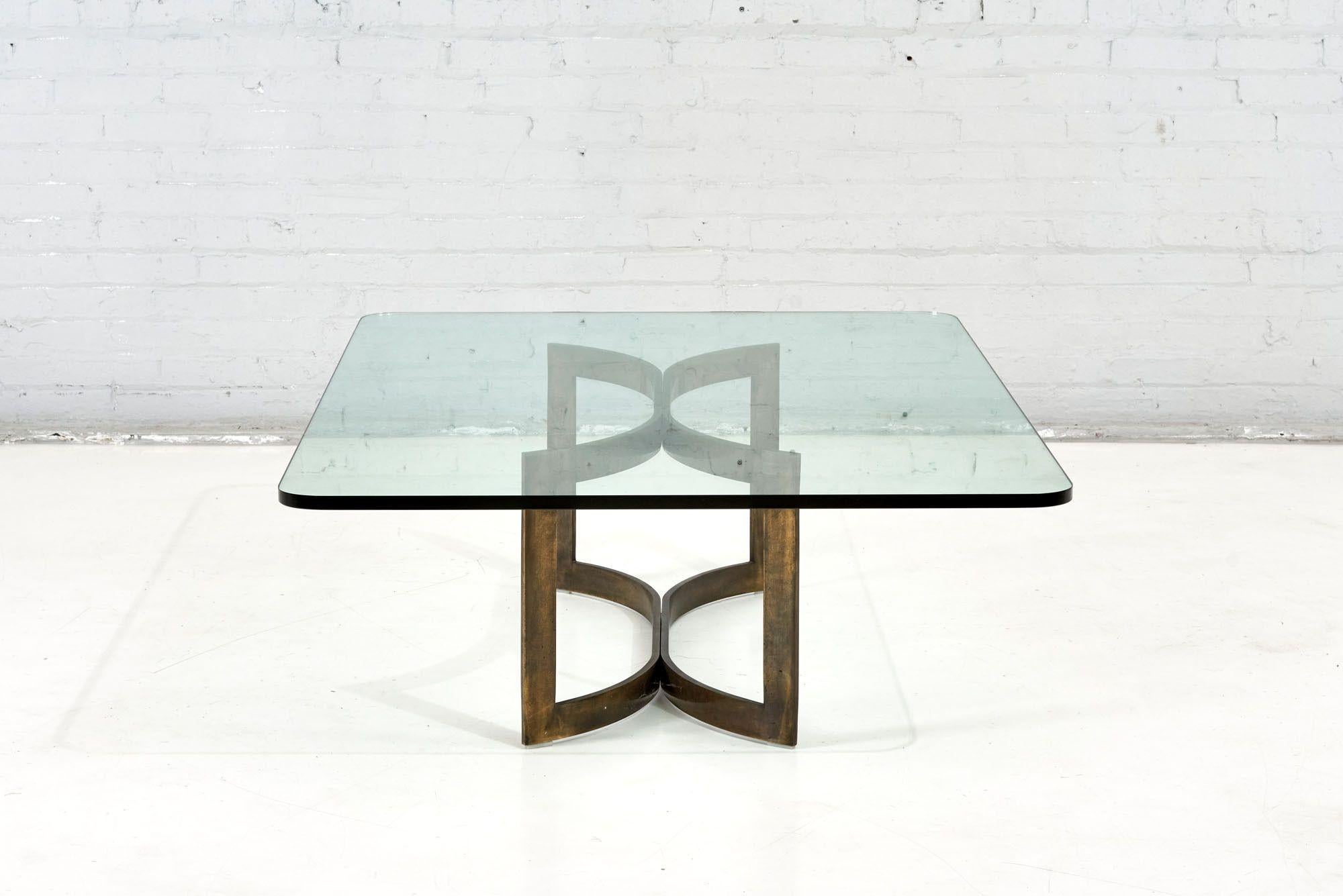 Mid-20th Century Bronze and Glass Sculptural Coffee Table, Style of Pace 1960