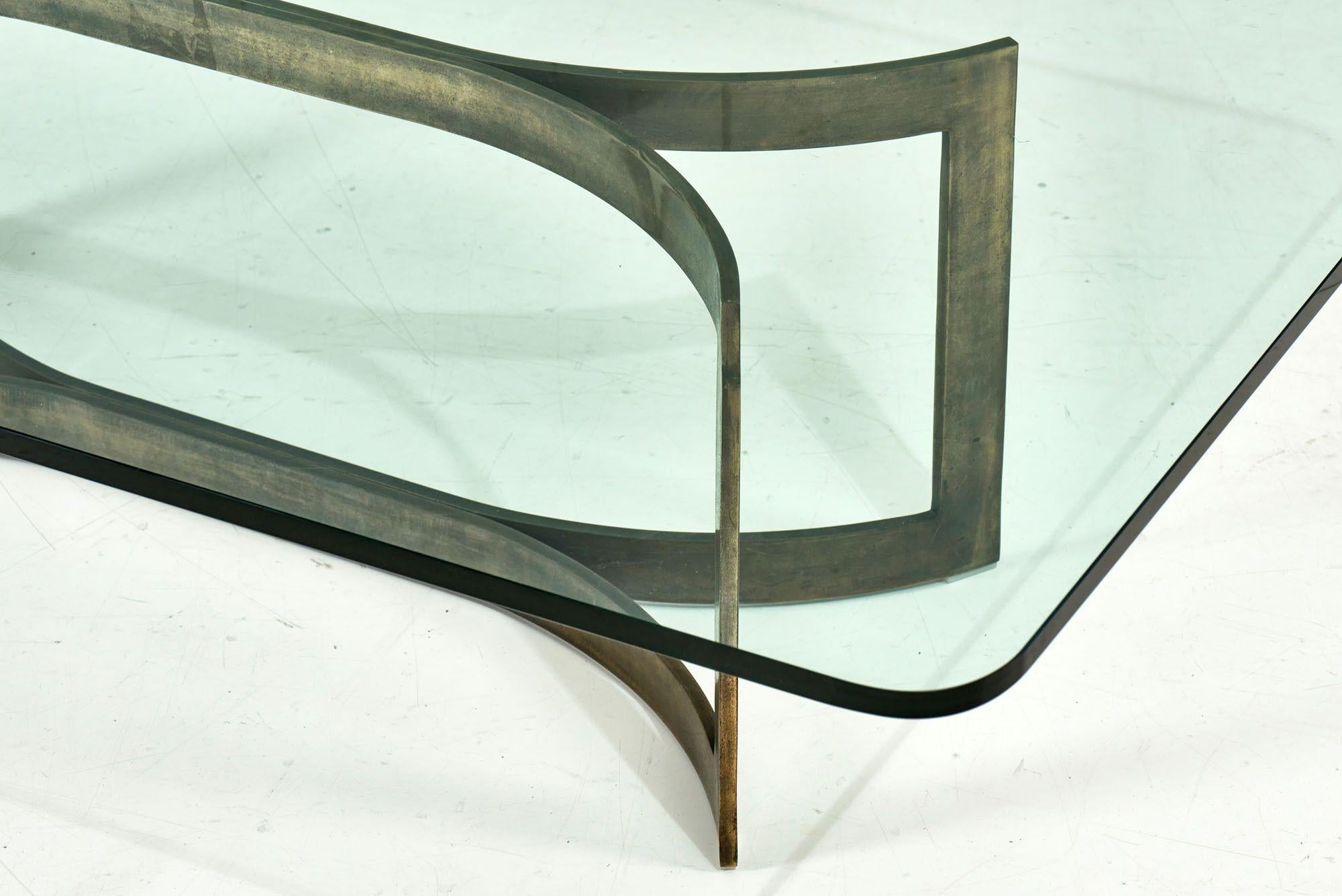 Bronze and Glass Sculptural Coffee Table, Style of Pace 1960 3
