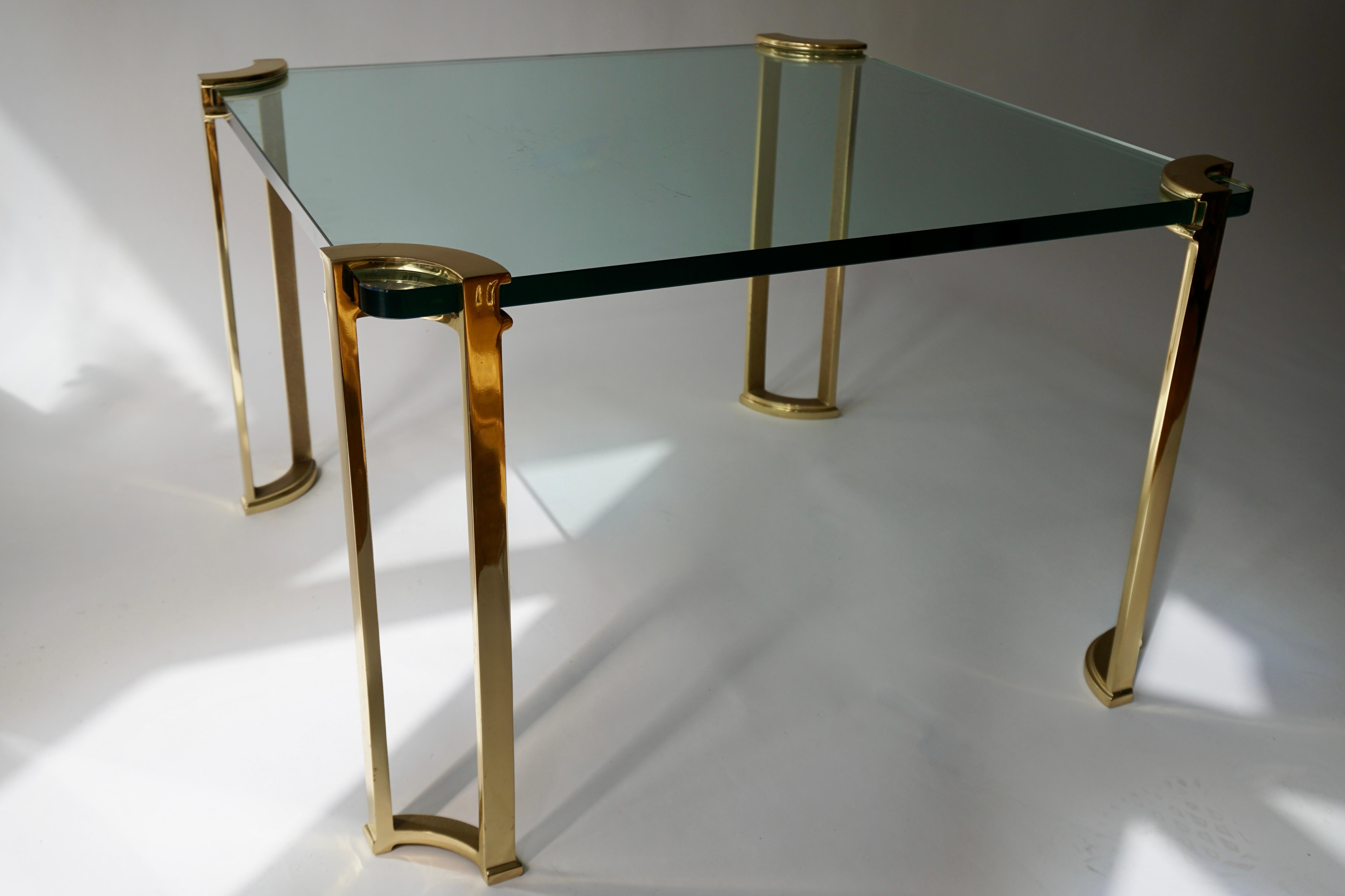 Brushed Bronze and Glass Side Table For Sale