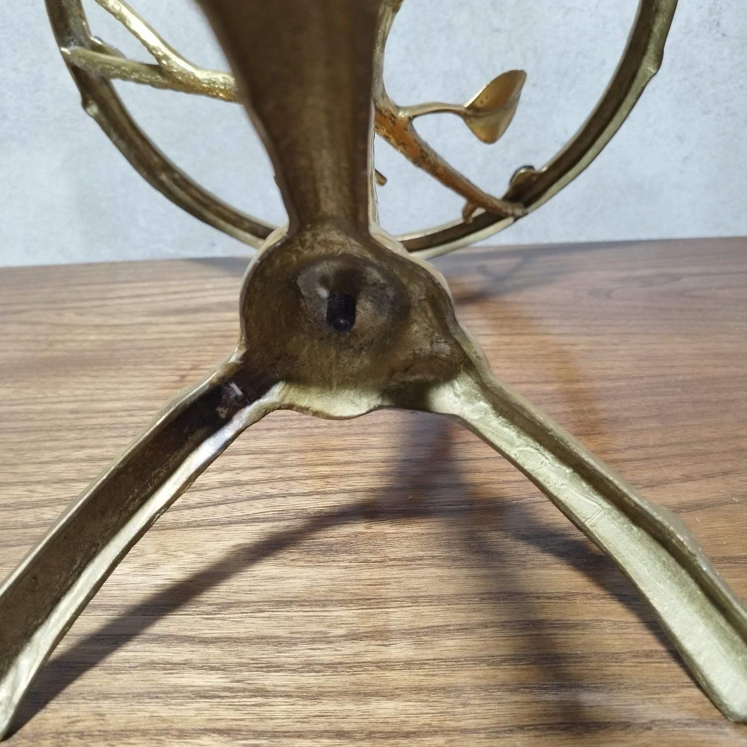 Bronze and glass small table depiciting branches and foliage, 1970's 2