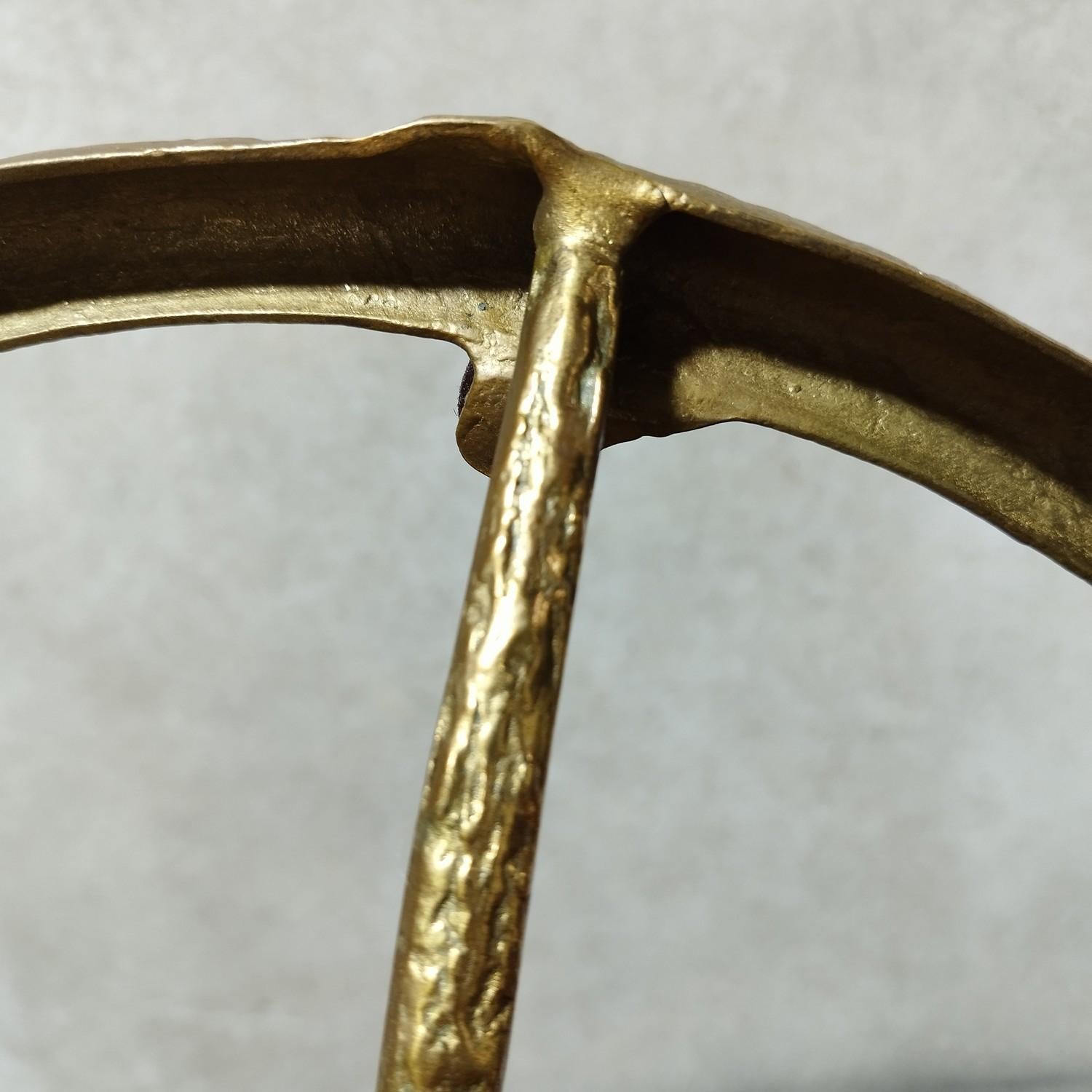 Bronze and glass small table depiciting branches and foliage, 1970's 3