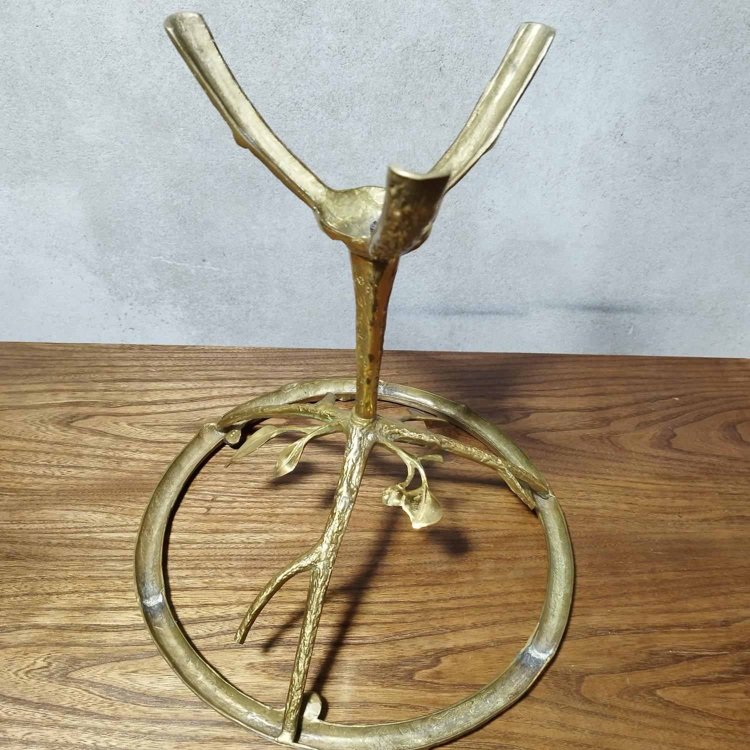 Bronze and glass small table depiciting branches and foliage, 1970's 4