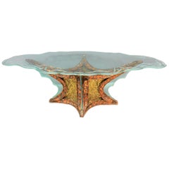 Bronze and Glass Studio Dining Table Attributed to Jacques Duval Brasseur, 1970s