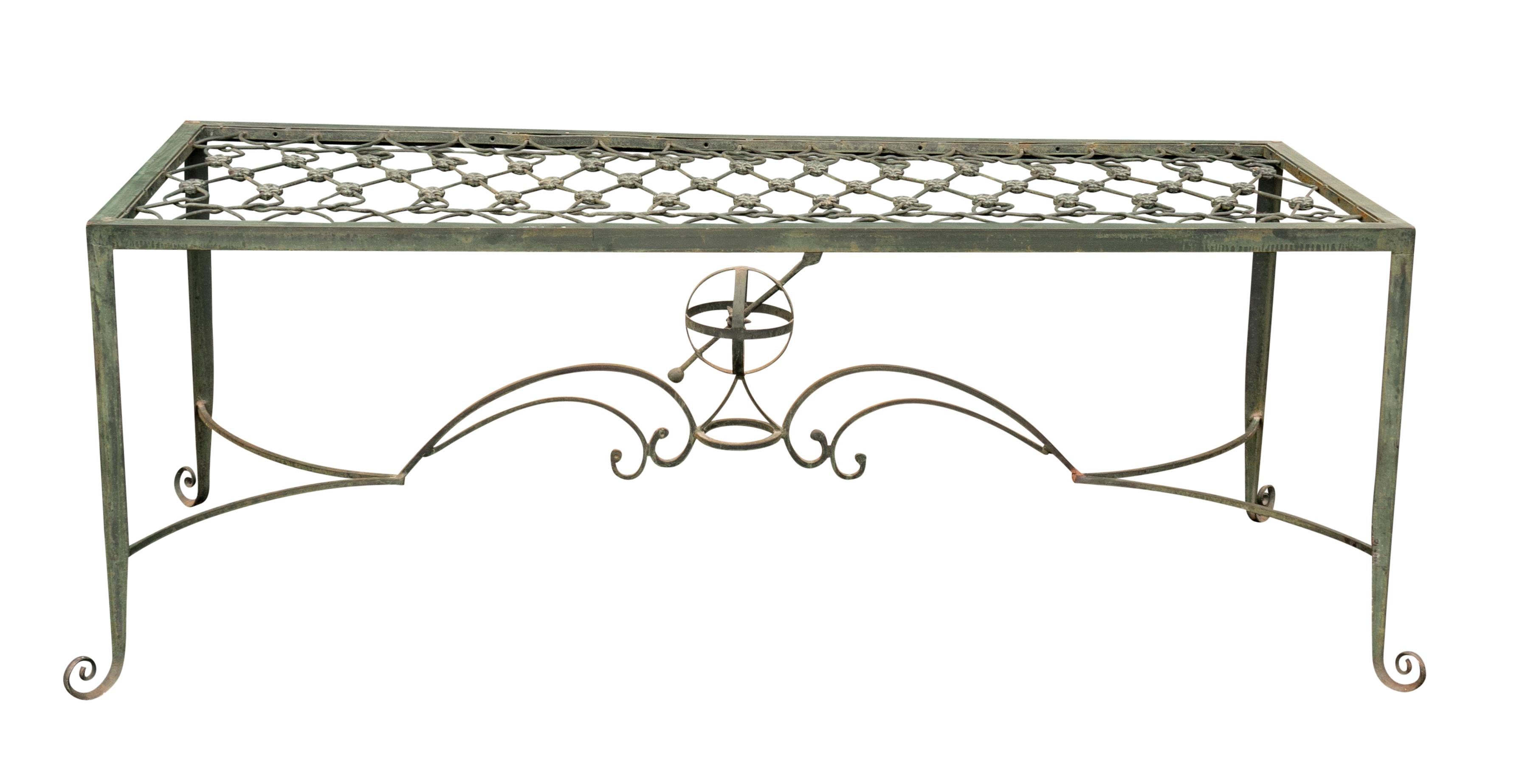 American Bronze And Glass Top Dining Table For Sale