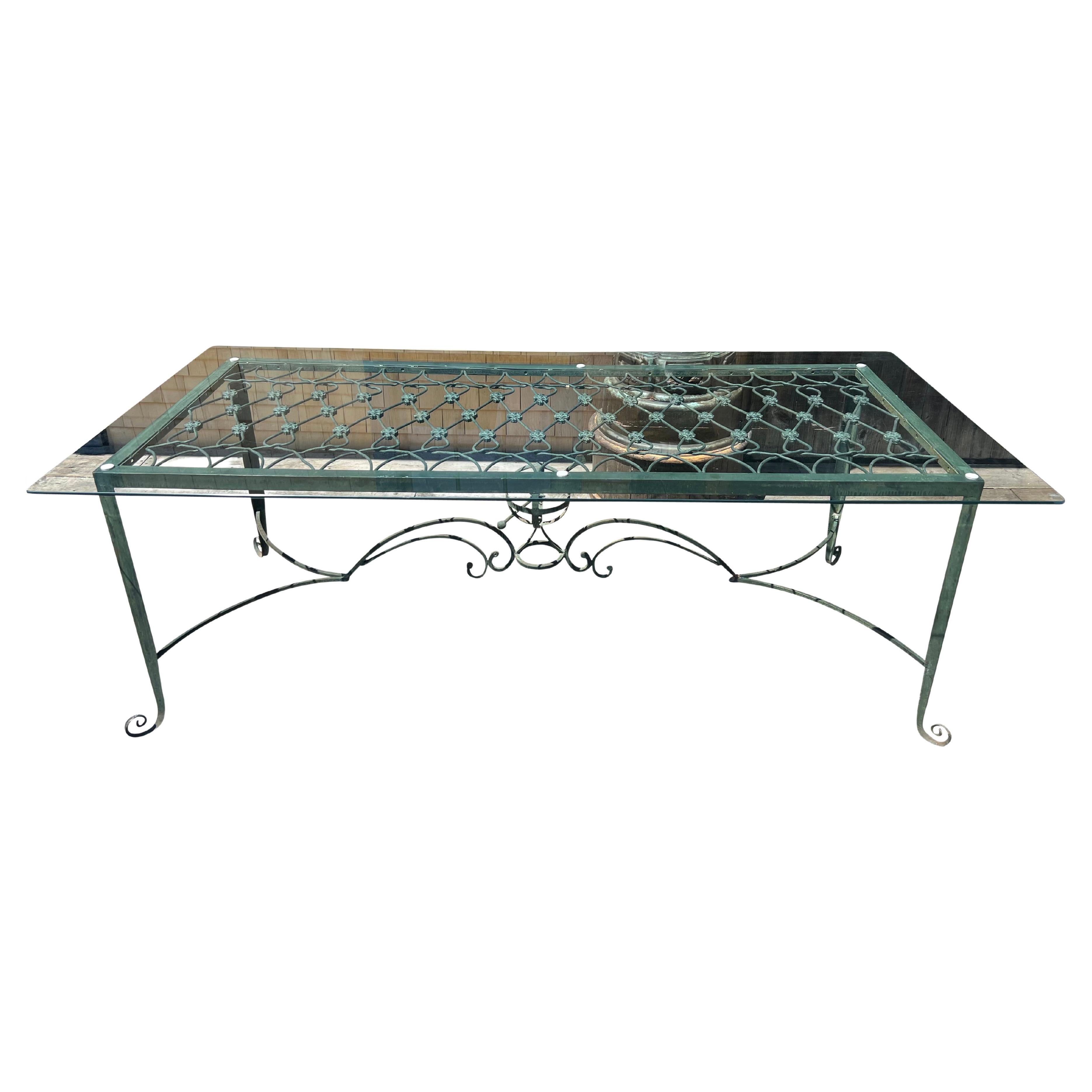 Bronze And Glass Top Dining Table For Sale