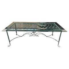 Vintage Bronze And Glass Top Dining Table