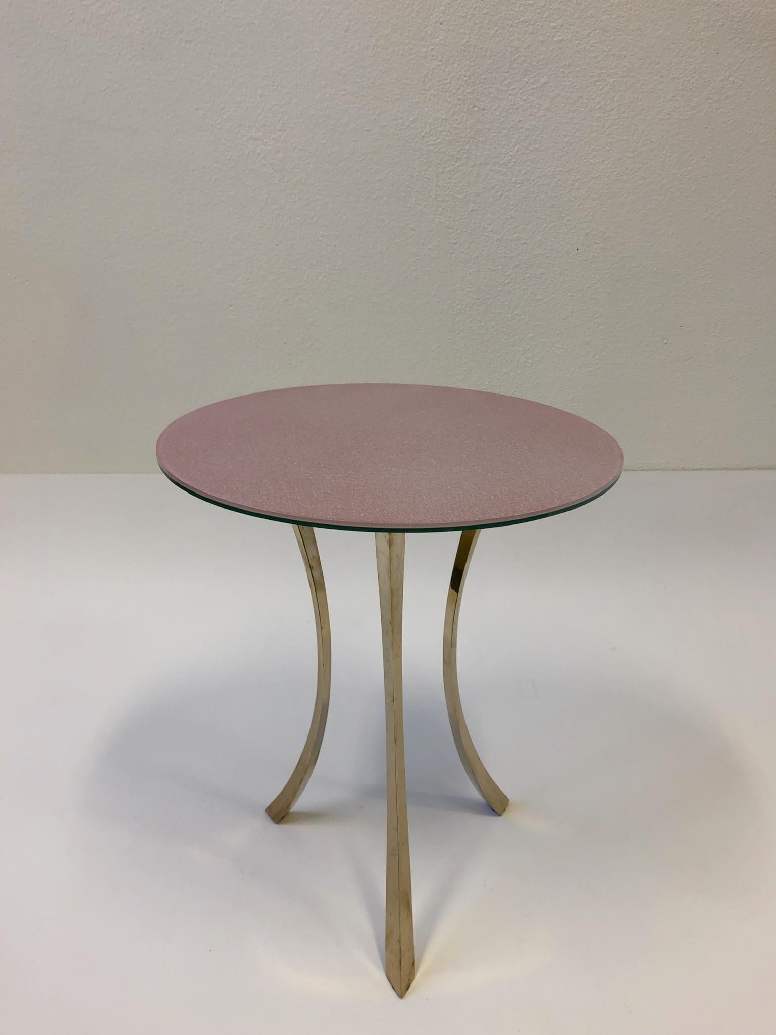 Bronze and Glass Tri-Pod Occasional Table For Sale 5