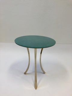 Bronze and Glass Tri-Pod Occasional Table