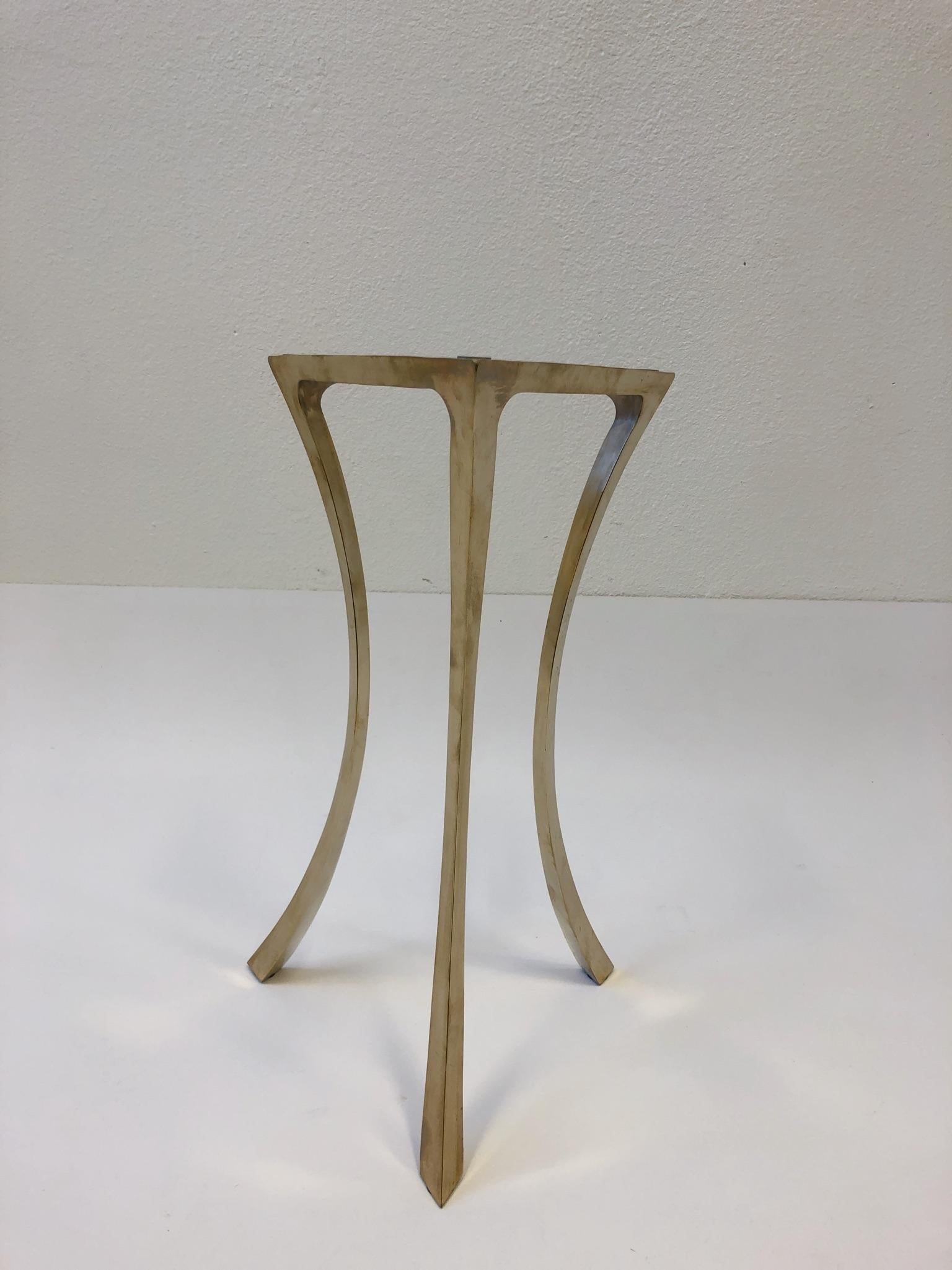 Italian Bronze and Glass Tri-Pod Occasional Table For Sale