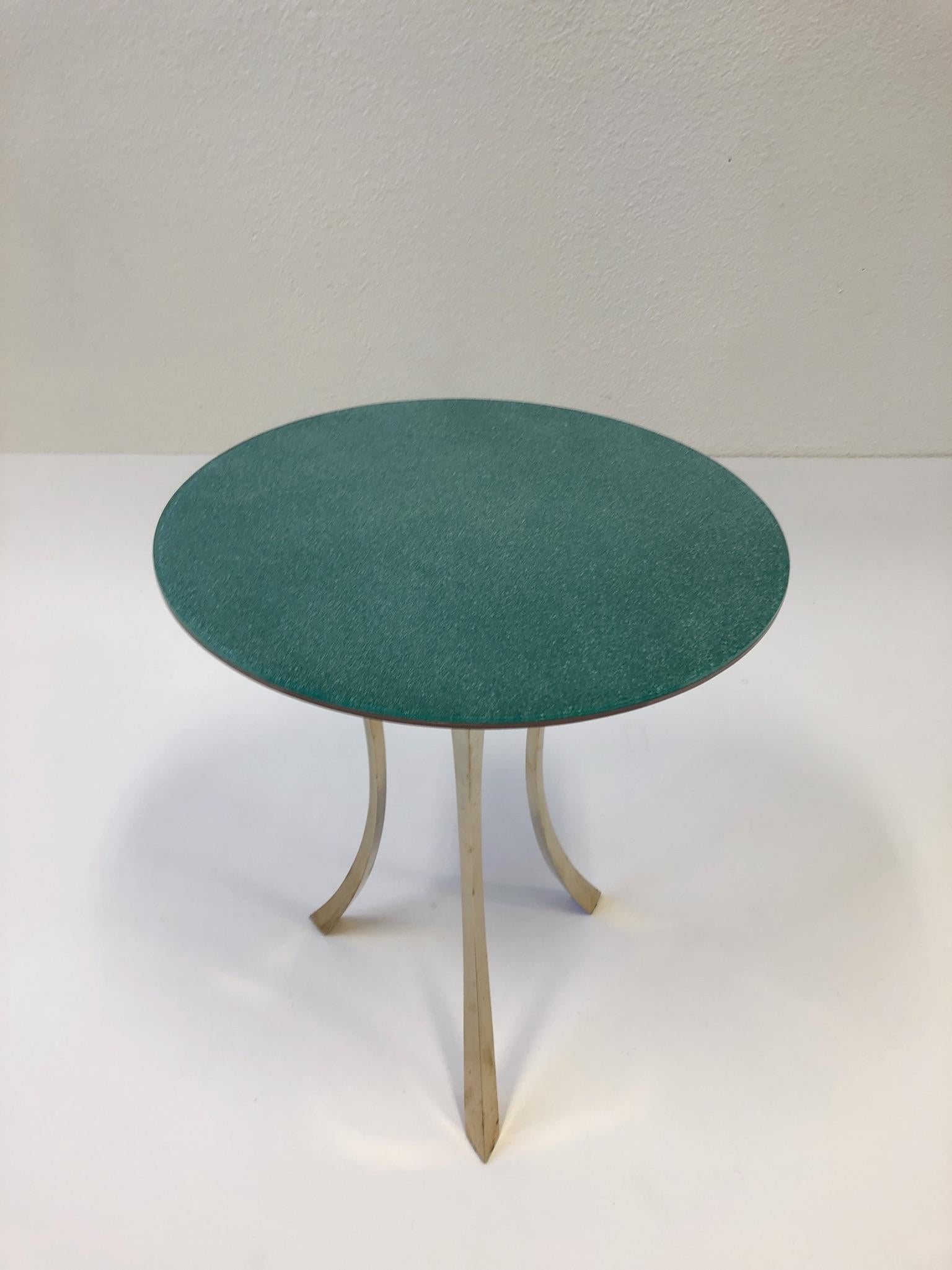 Bronze and Glass Tri-Pod Occasional Table For Sale 2
