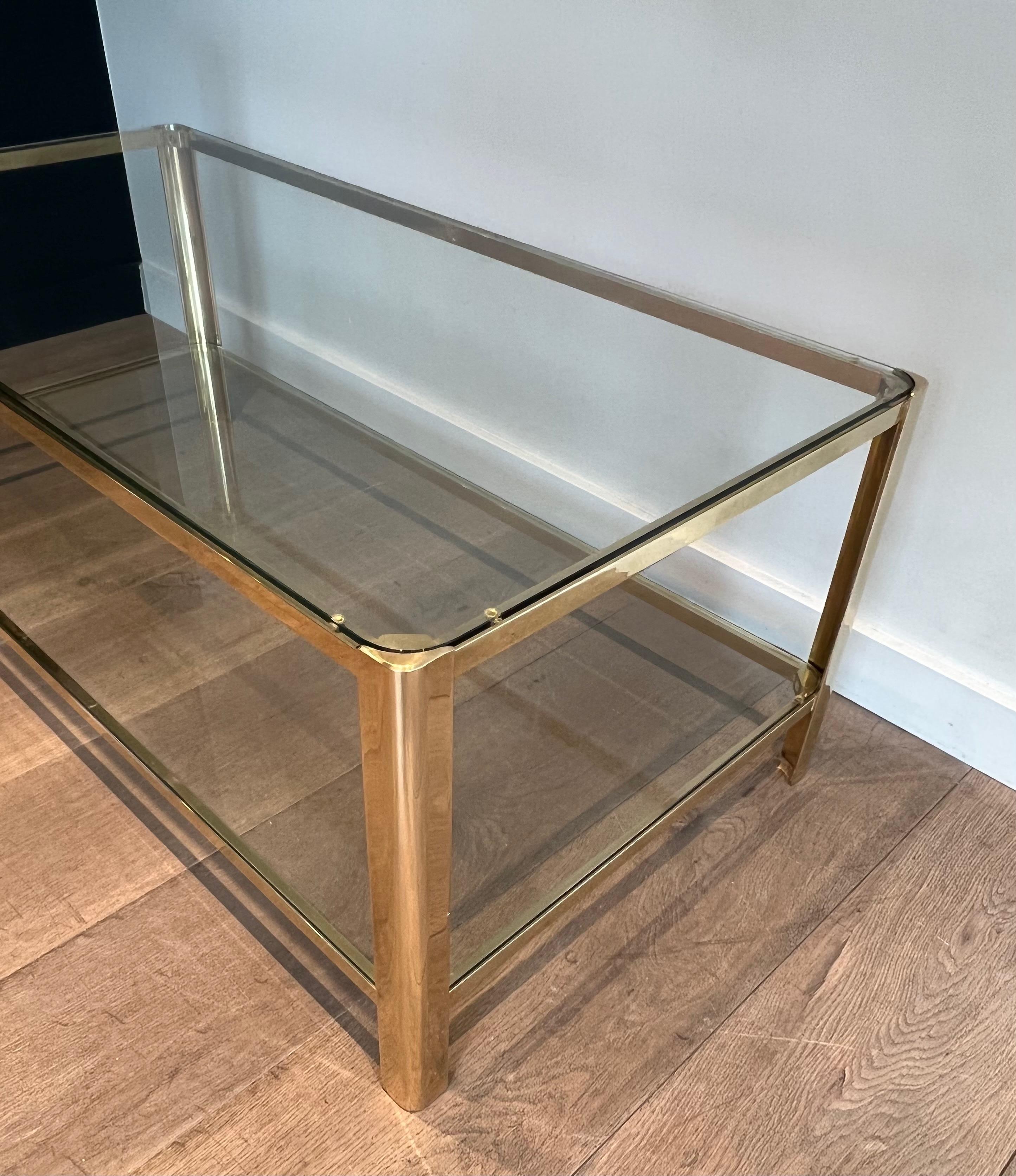 Bronze and Glass Two Tiers Coffee Table Signed Lepelletier and Stamped by Broncz For Sale 6