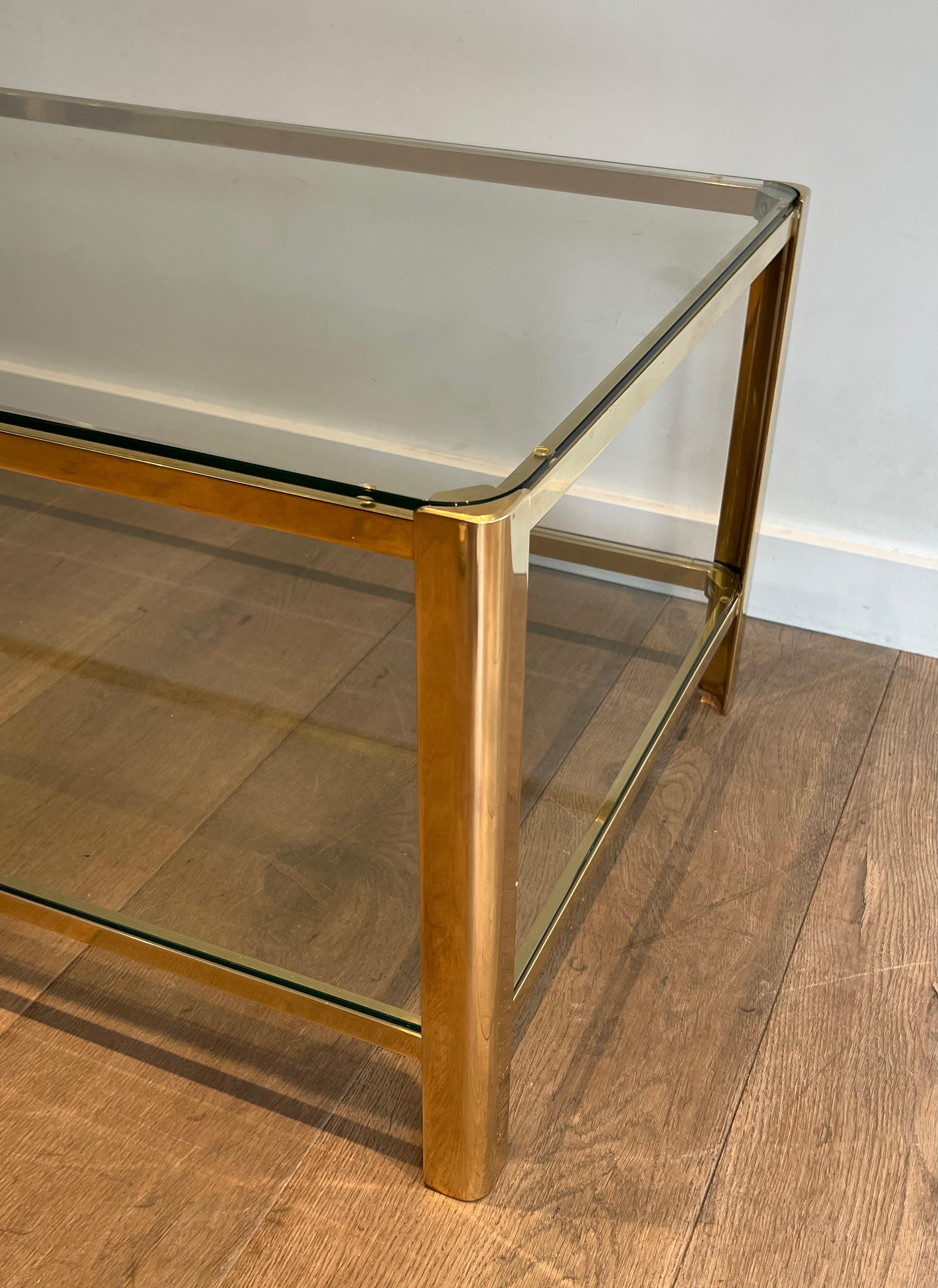 Bronze and Glass Two Tiers Coffee Table Signed Lepelletier and Stamped by Broncz For Sale 7