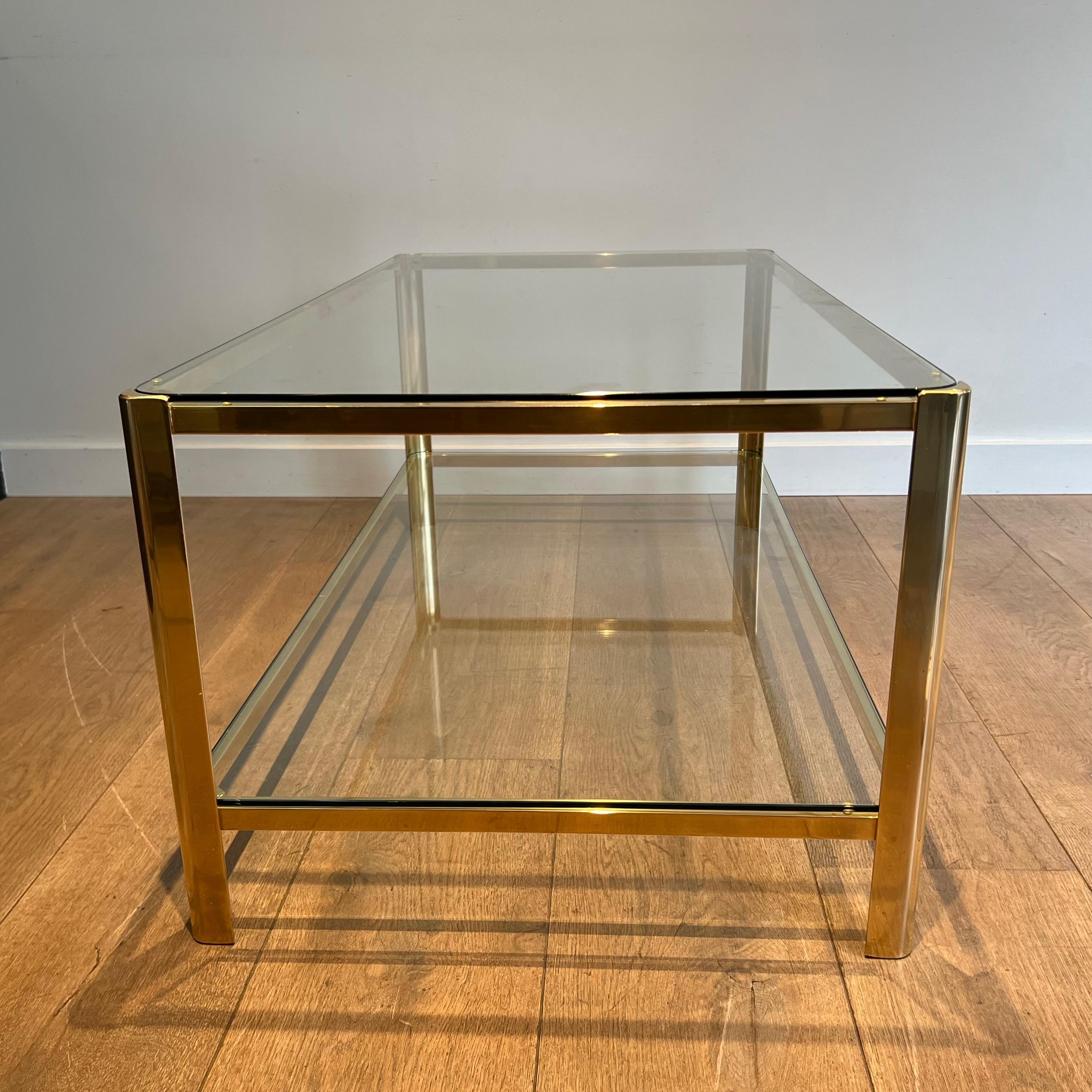 Bronze and Glass Two Tiers Coffee Table Signed Lepelletier and Stamped by Broncz For Sale 10
