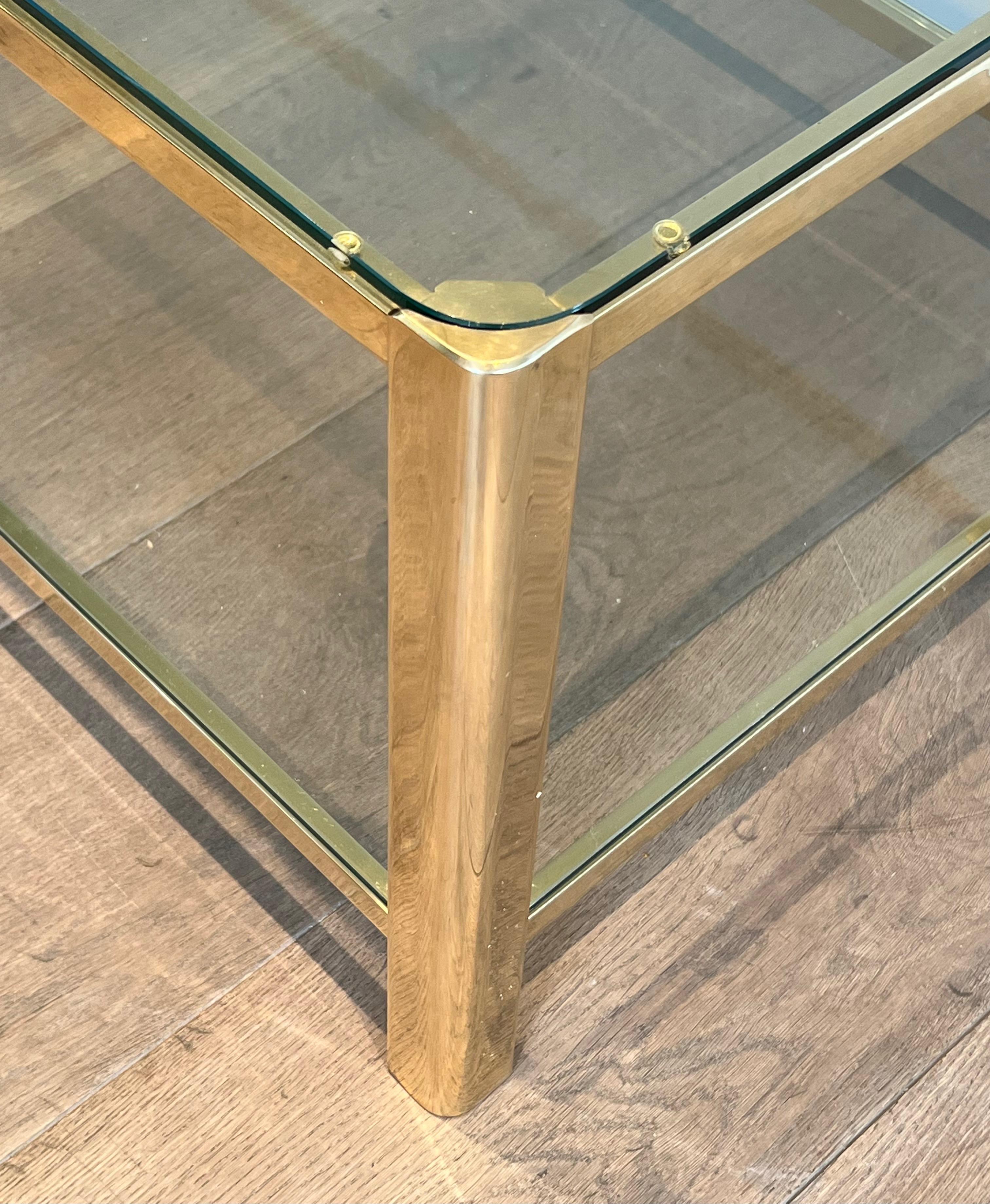 Bronze and Glass Two Tiers Coffee Table Signed Lepelletier and Stamped by Broncz For Sale 13
