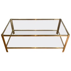 Bronze and Glass Two Tiers Coffee Table Signed Lepelletier and Stamped by Broncz