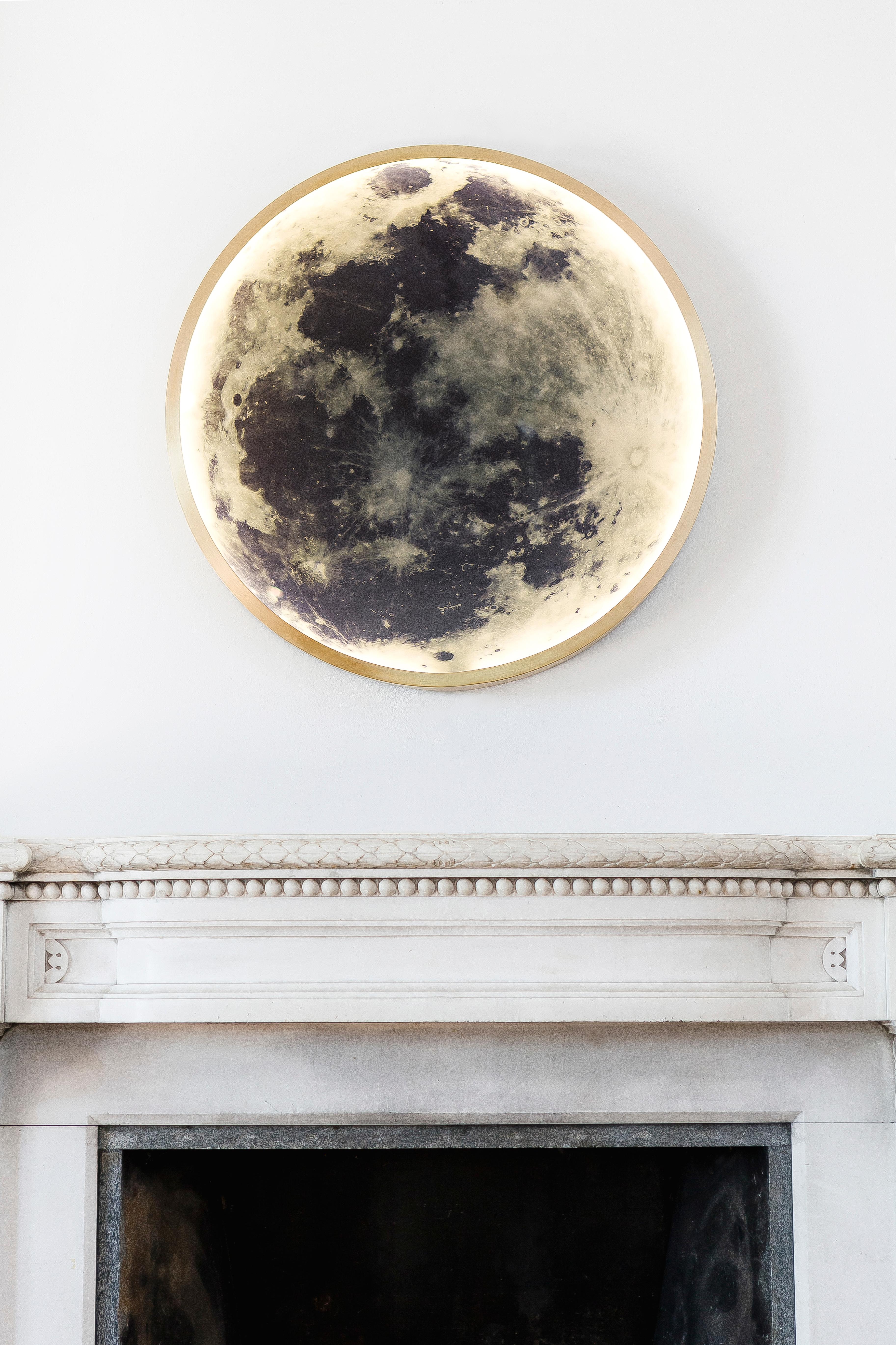 Brushed Bronze and Glass Wall-Mounted Moon Light For Sale