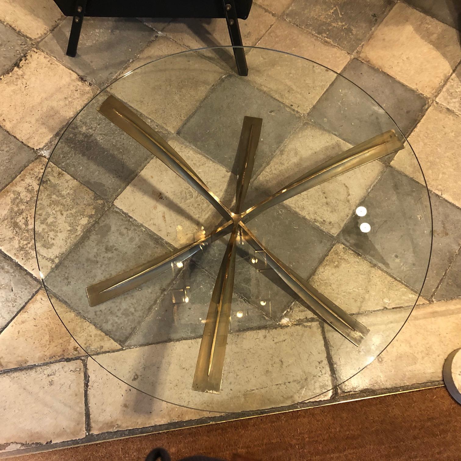 Bronze and Glass Coffee Table by Michel Mangematin In Good Condition In Paris, FR
