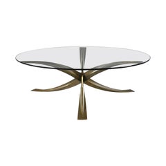 Bronze and Glass Coffee Table by Michel Mangematin