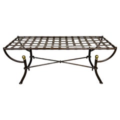 Bronze And Gold Toned Wrought-Iron Decorator X-Base Cabriole Leg Bench