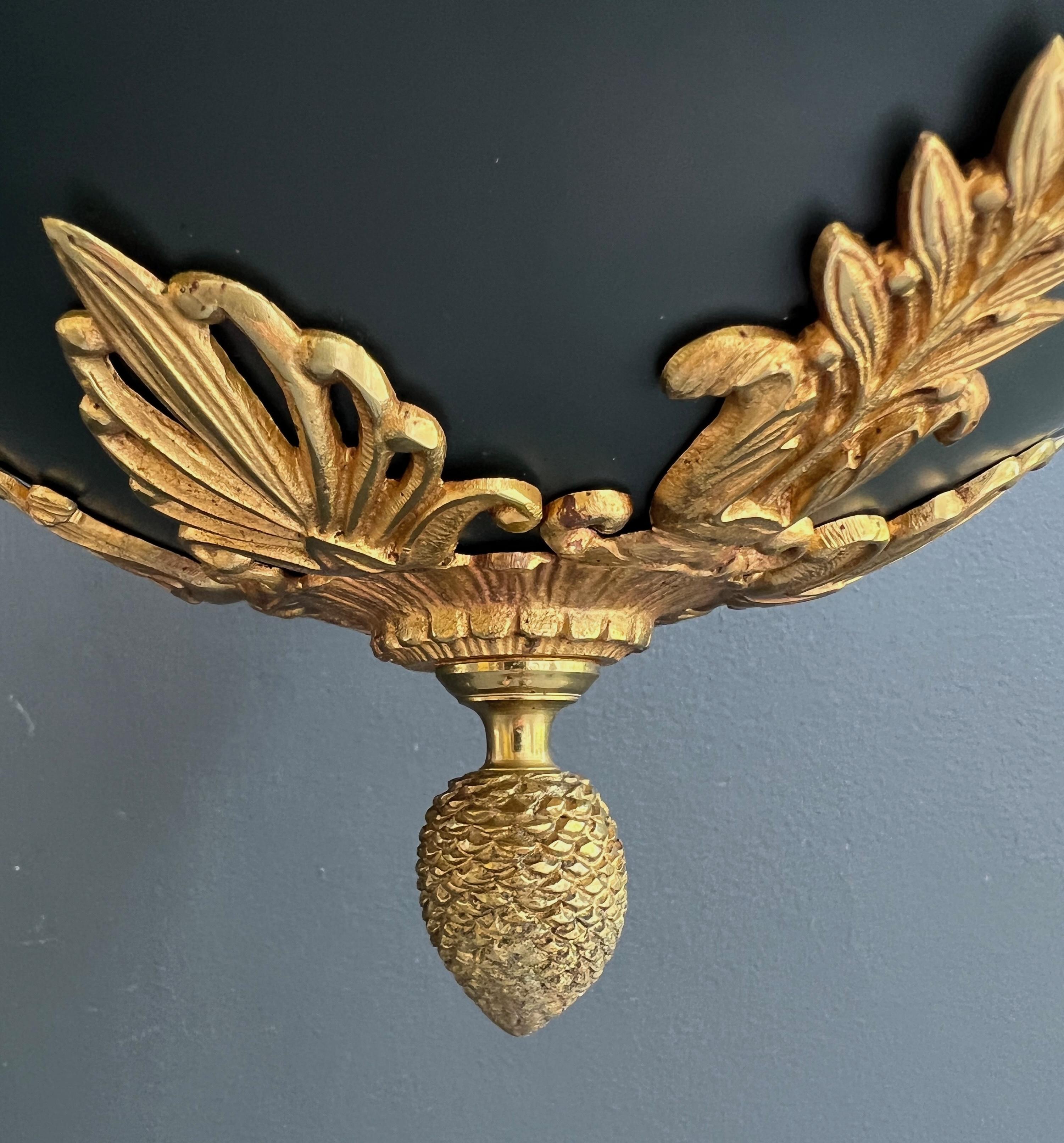 Araña de Bronce y Chapa Verde Estilo Imperio en venta 14