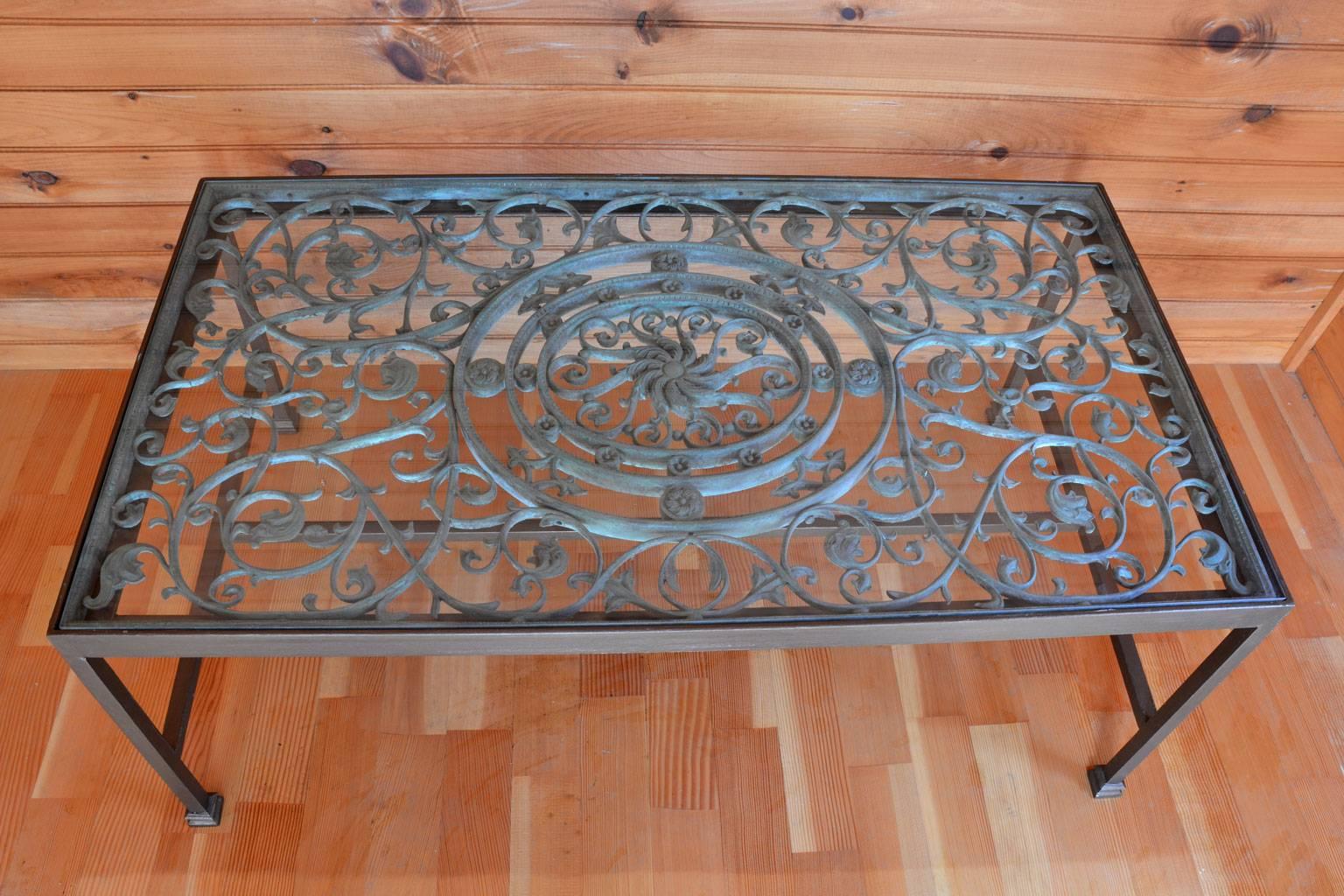 Neoclassical Bronze and Iron Coffee Table