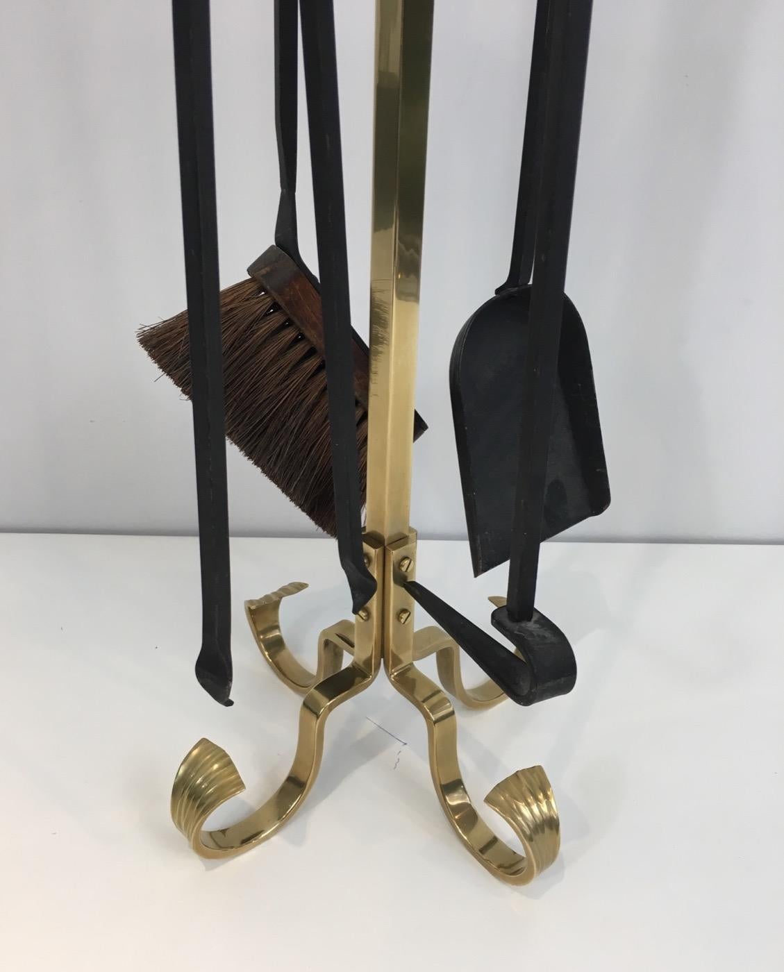 Bronze and Iron Fire Place Tools, French, circa 1970 4