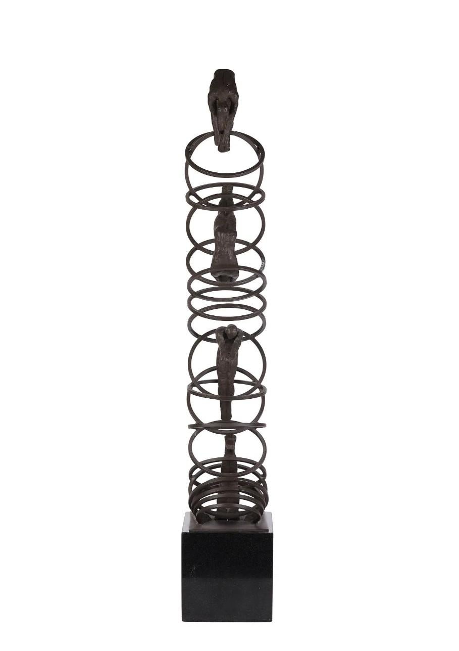 Mid-Century Modern Bronze and Iron Modernist Sculpture For Sale