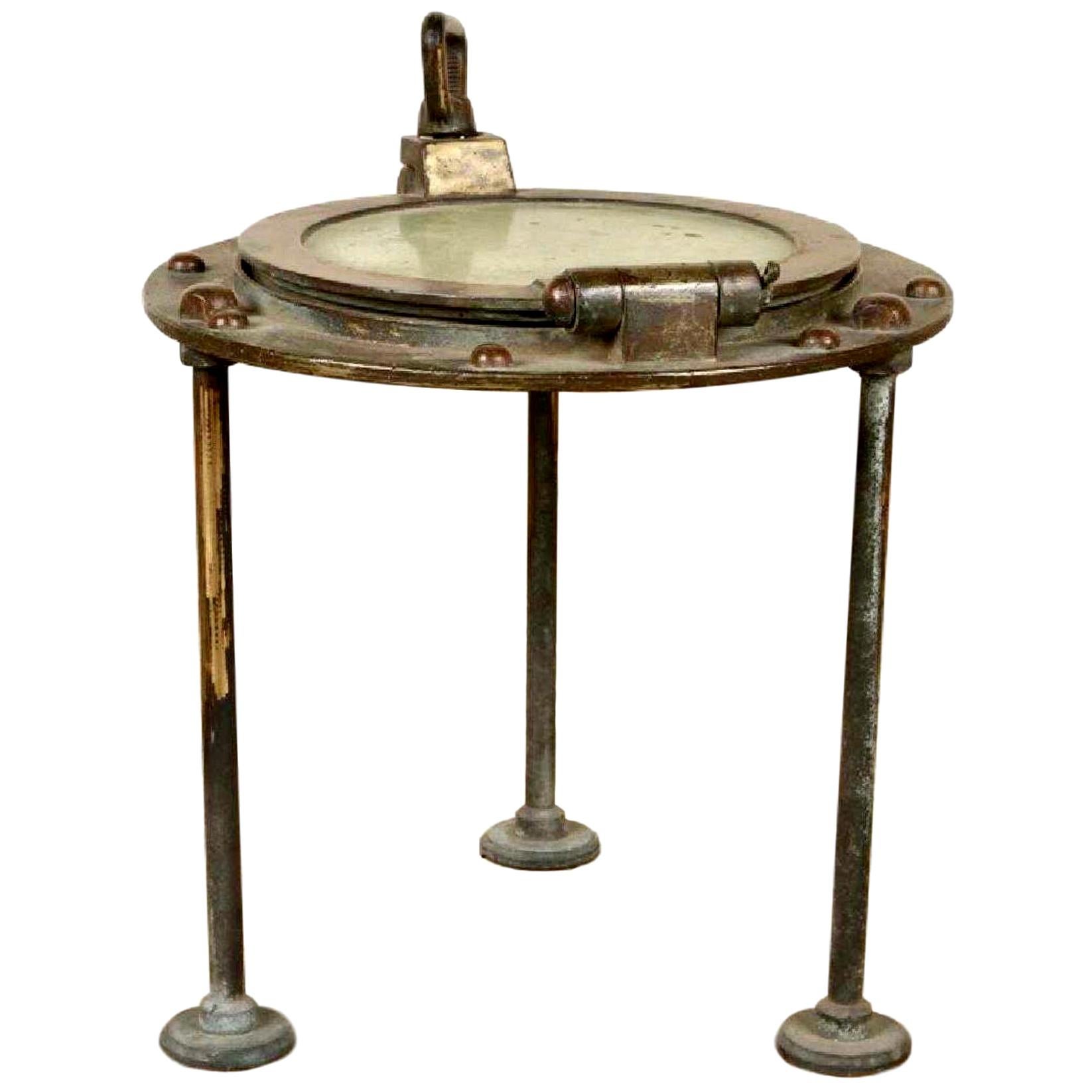 Bronze and Iron Porthole Side Table