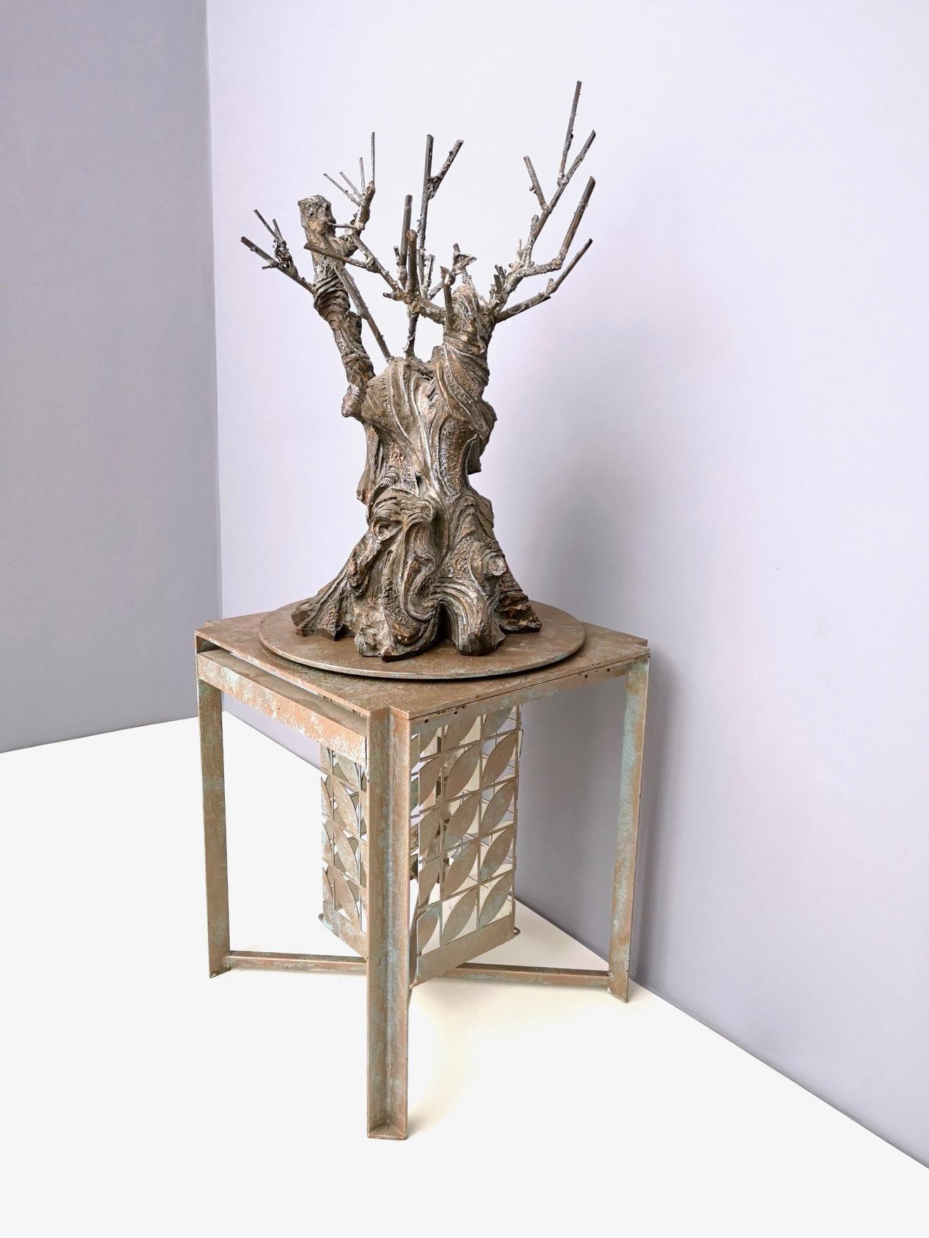 Objeto decorativo posmoderno Árbol giratorio de bronce y hierro, Anónimo, Italia en Excelente estado para la venta en Bresso, Lombardy