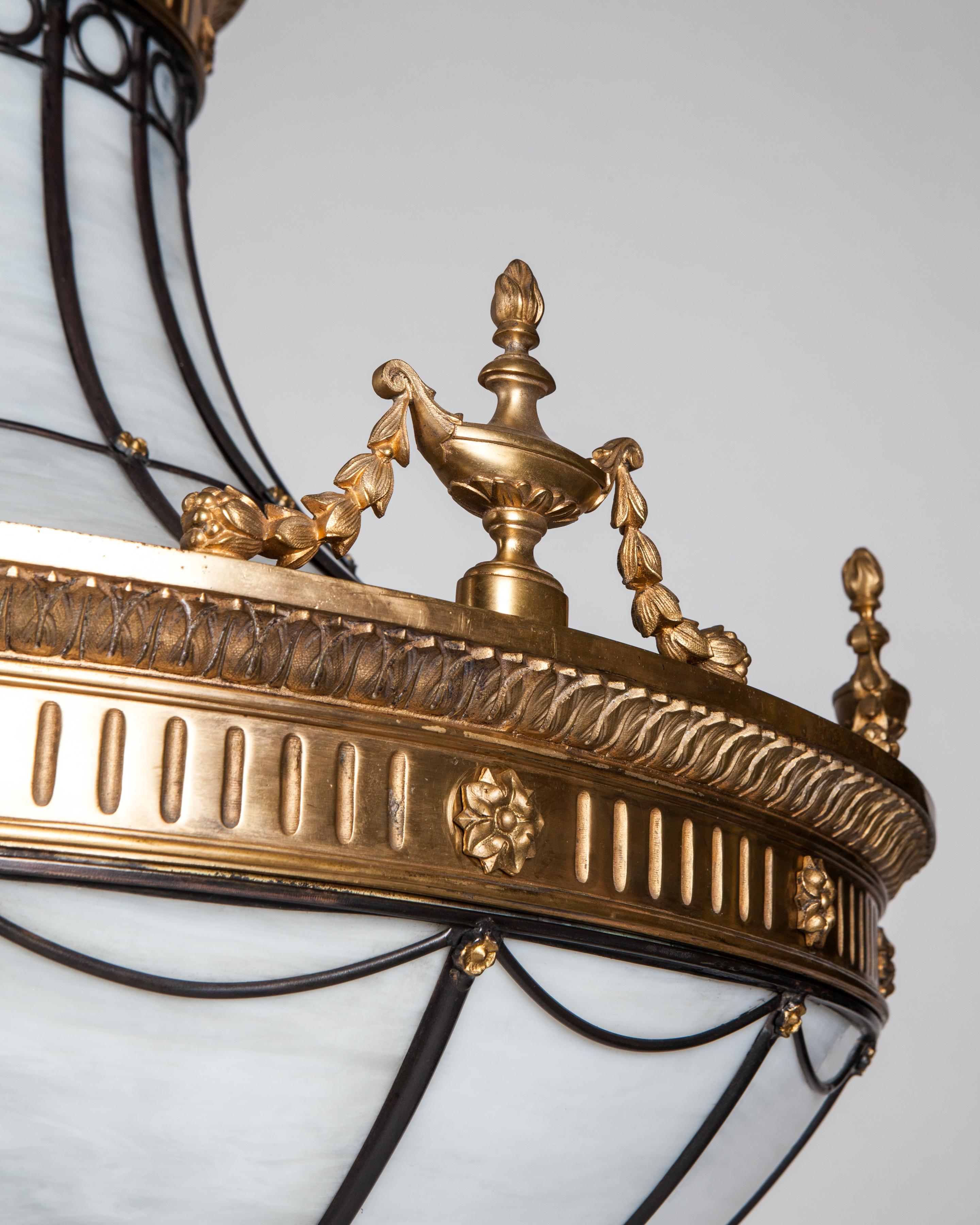 antique leaded glass chandelier