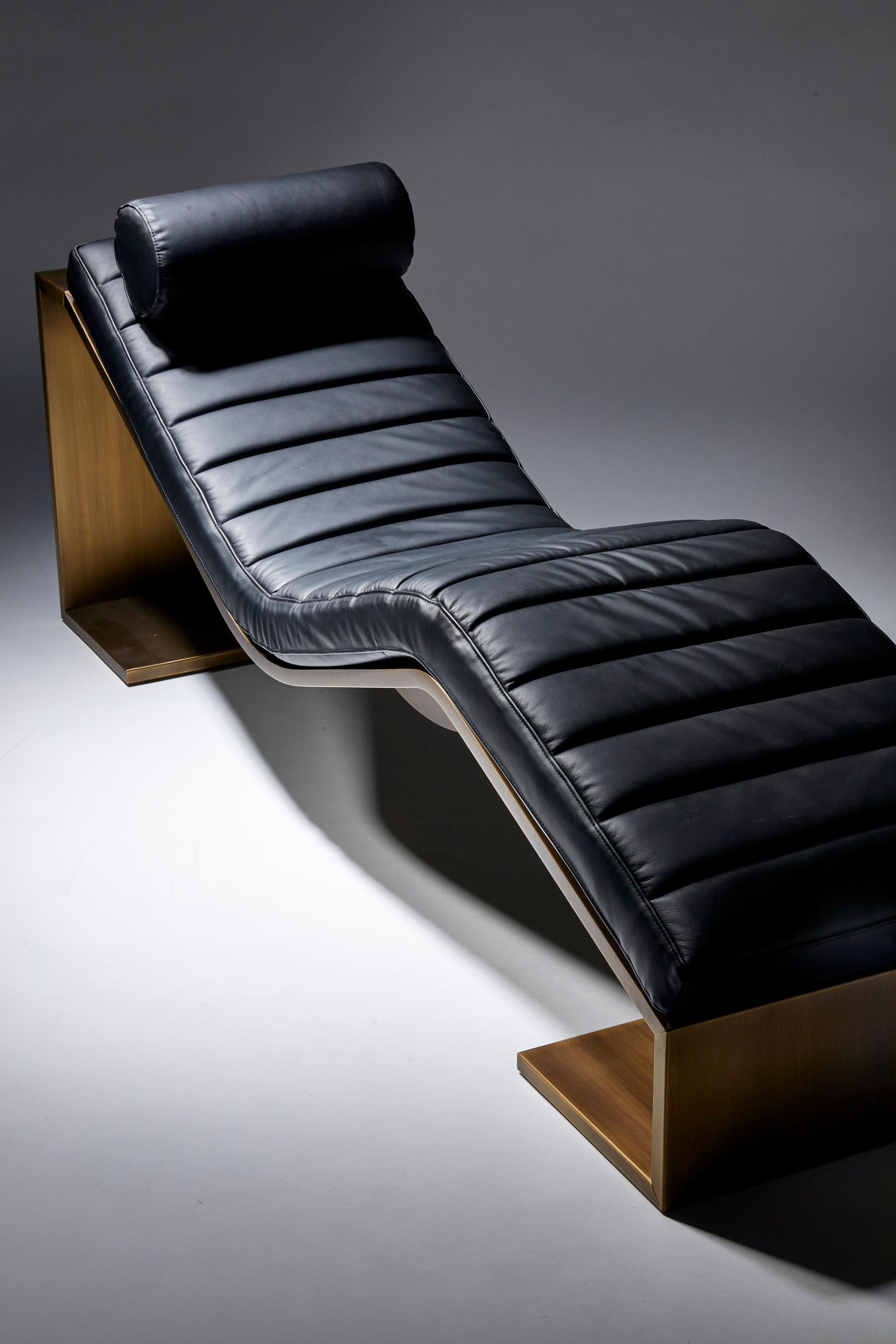 Modern Bronze and Leather Bench, KIMANI Lounge by Reda Amalou, 2019, Gallery Collection For Sale
