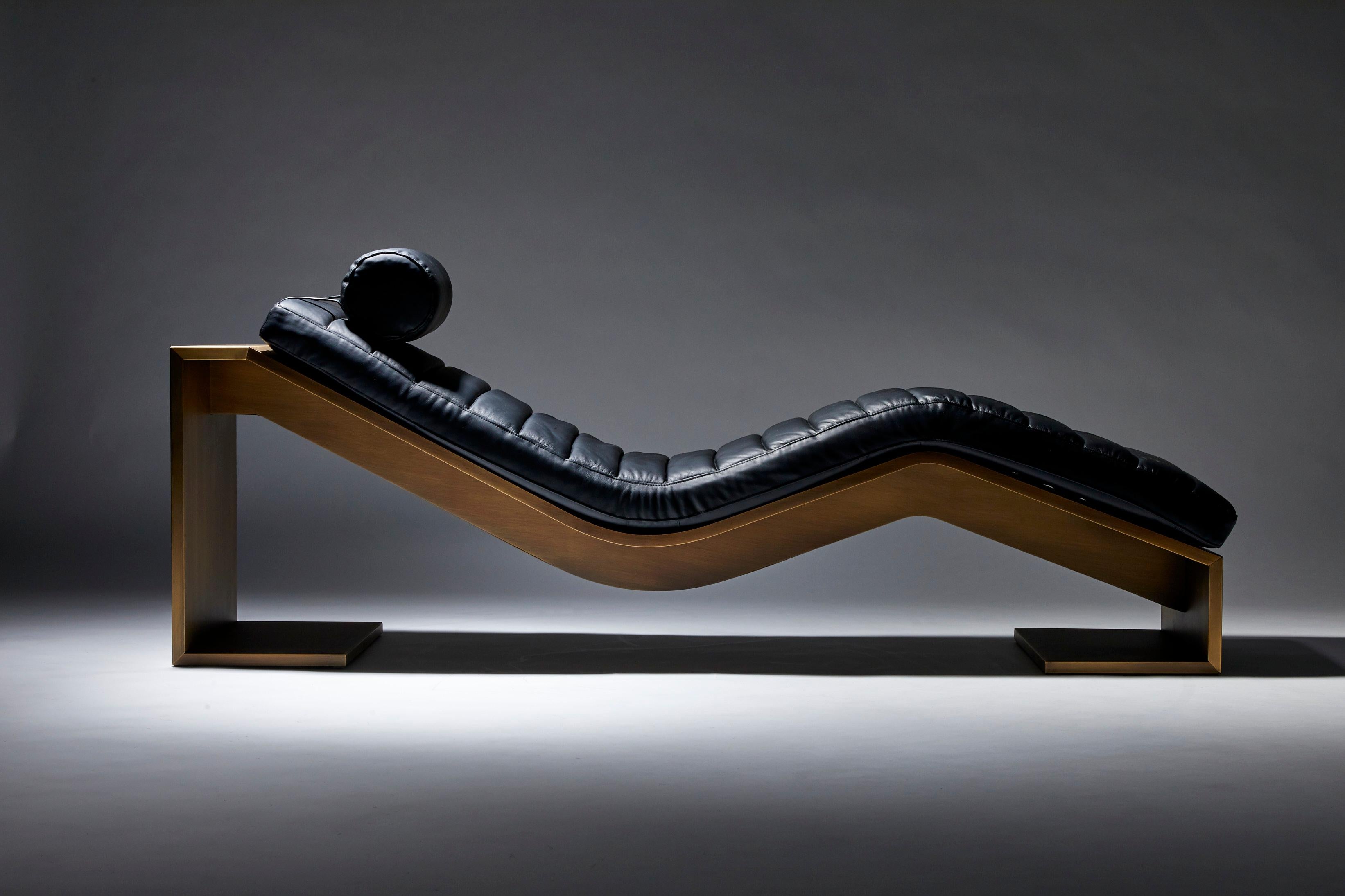 Italian Bronze and Leather Bench, KIMANI Lounge by Reda Amalou, 2019, Gallery Collection For Sale