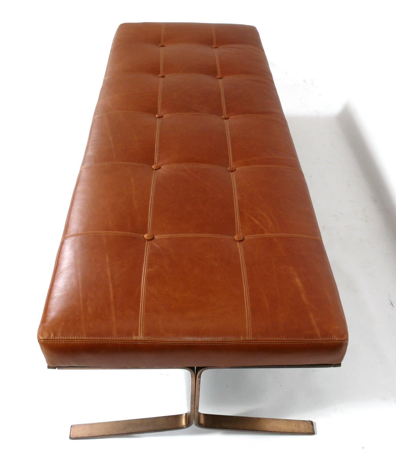 Mid-Century Modern Bronze and Leather Daybed or Bench by Nicos Zographos For Sale