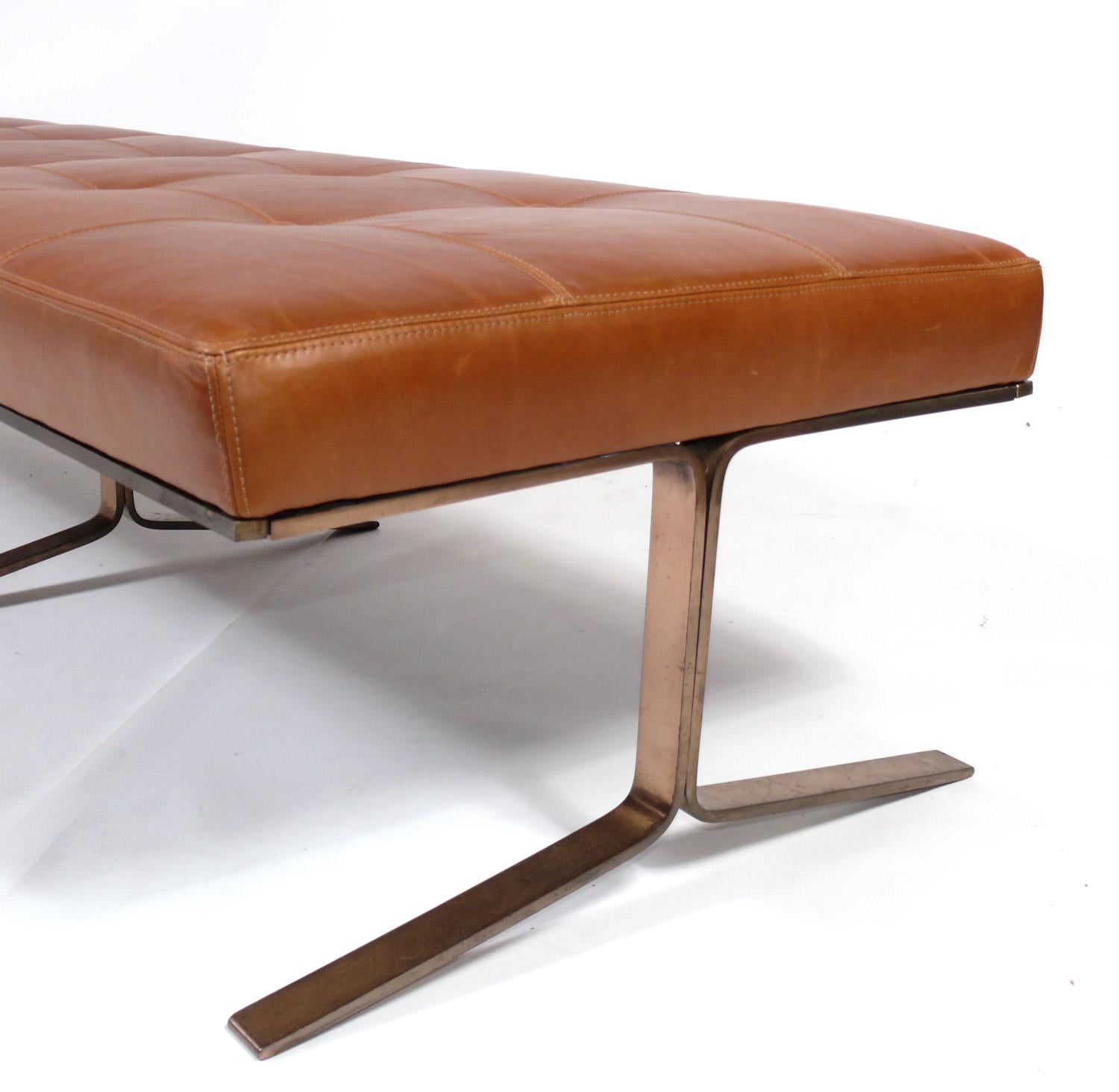 American Bronze and Leather Daybed or Bench by Nicos Zographos For Sale