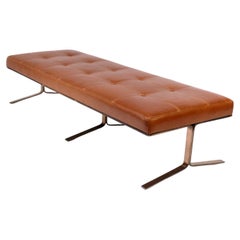 Retro Bronze and Leather Daybed or Bench by Nicos Zographos