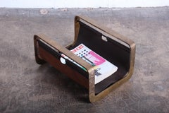 Bronze and Leather Magazine Holder by Alessandro Albrizzi