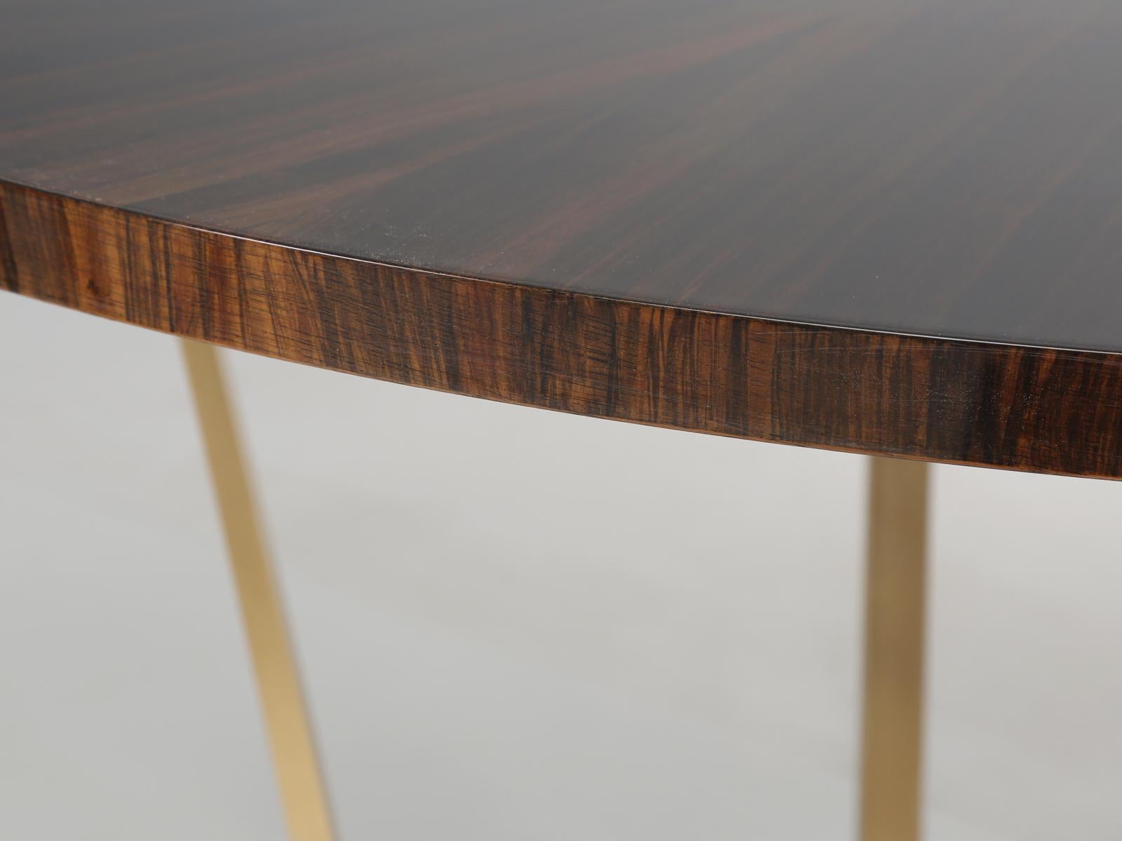 Contemporary Bronze and Macassar Ebony Center Hall Table, Game or End Table in Any Dimension For Sale