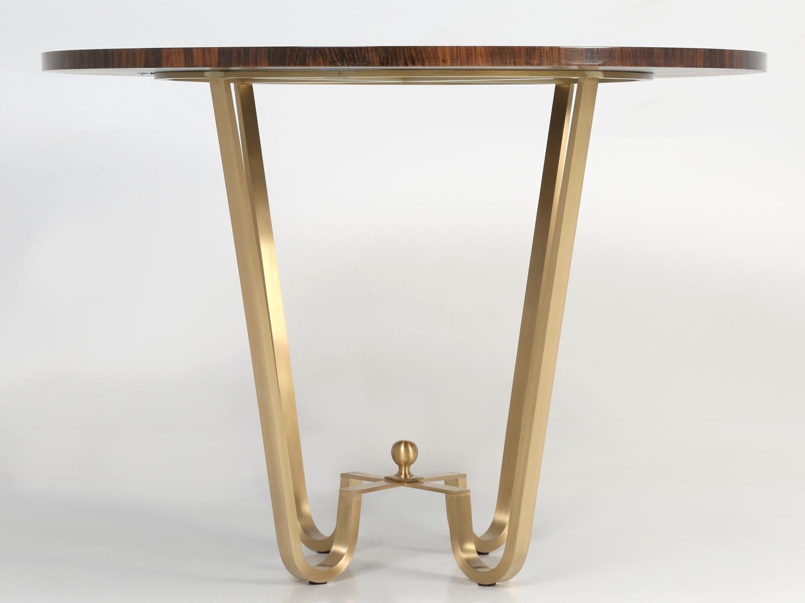 Bronze and Macassar Ebony Center Hall Table, Game or End Table in Any Dimension For Sale 1
