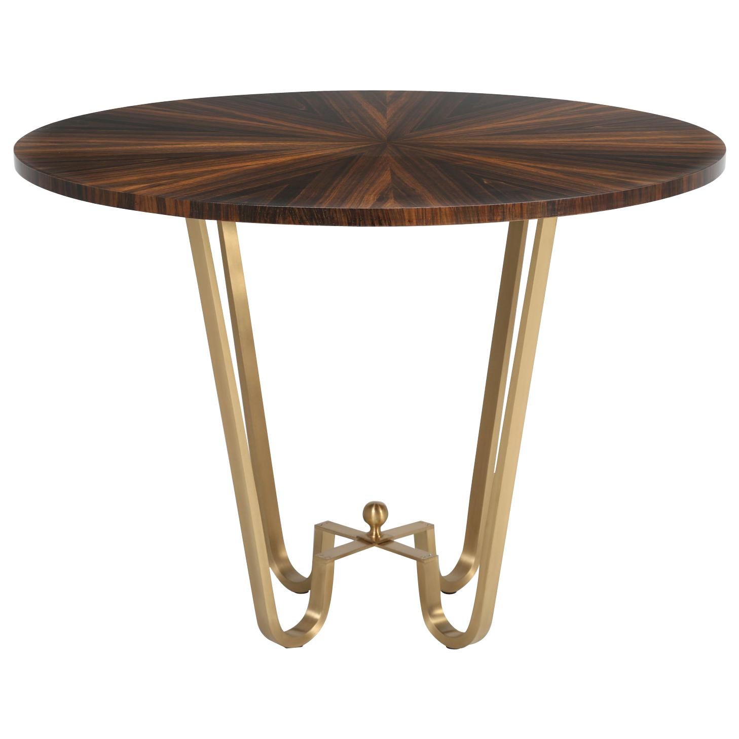 Bronze and Macassar Ebony Center Hall Table, Game or End Table in Any Dimension For Sale