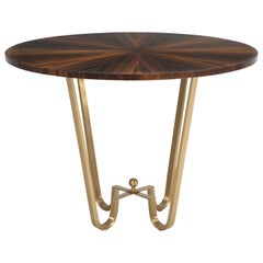 Vintage Bronze and Macassar Ebony Center Hall Table, Game or End Table in Any Dimension