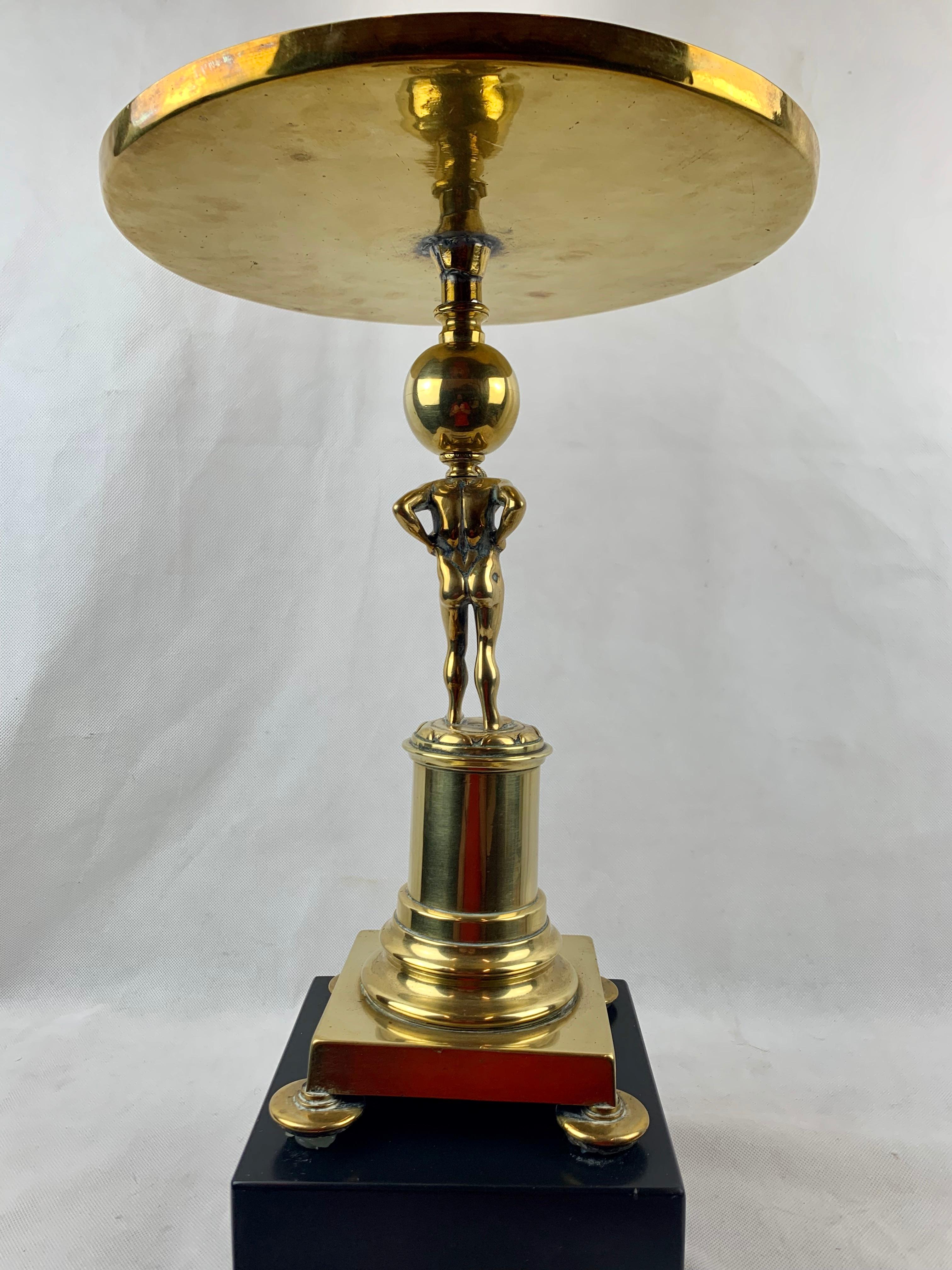 19th Century Unusual Table in the form of a Bronze Atlas with Marble Plinth